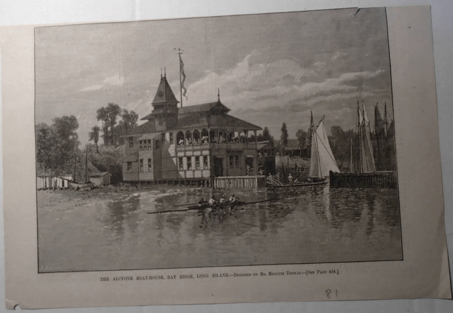 The Alcyone Boat House, Bay Ridge, Long Island - Harper's Weekly, 1881