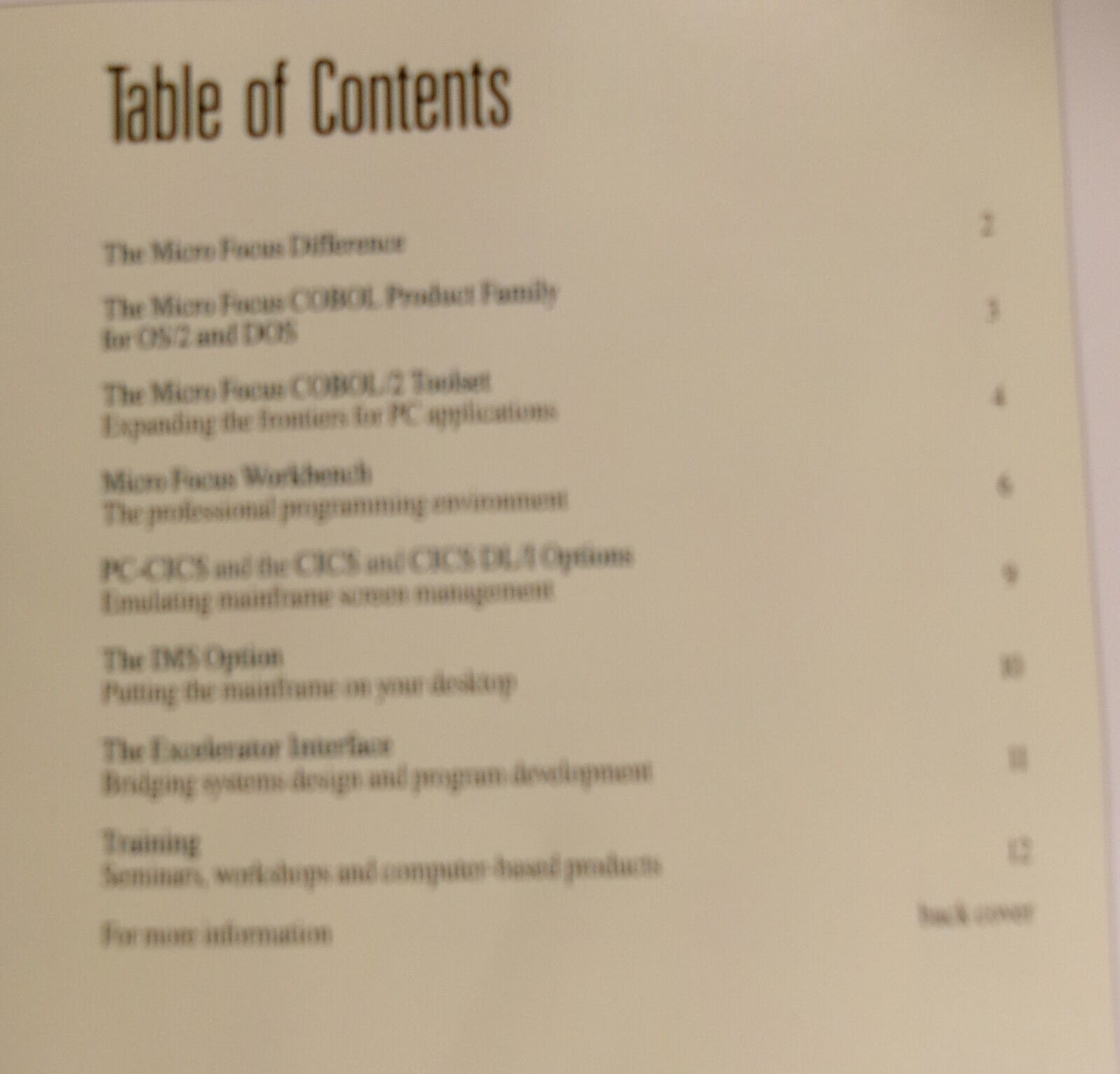 Catalog of Add-on Products for Micro Focus COBOL/2 - 1989
