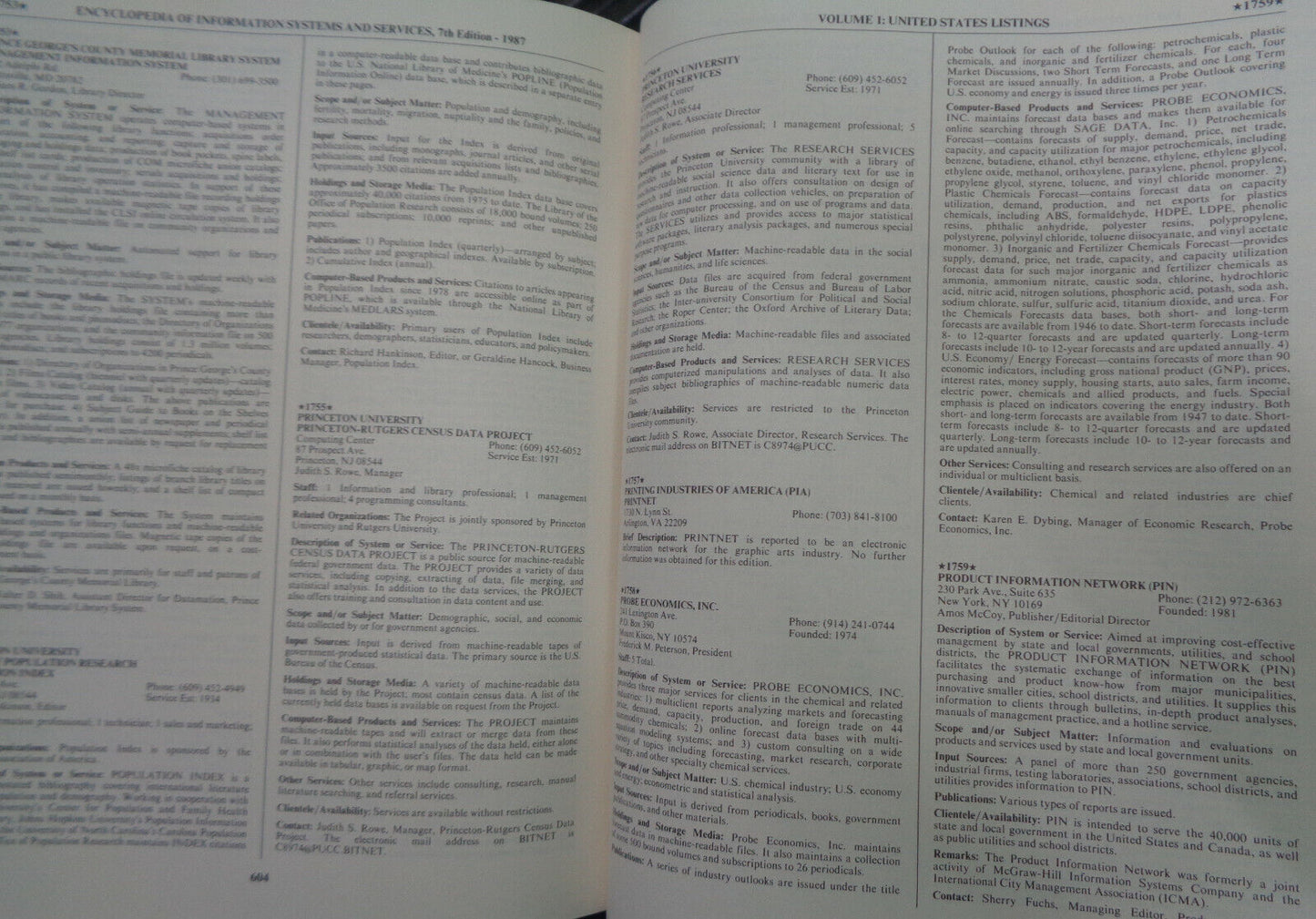 1987 Encyclopedia of Information Systems and Services - 3 Vol Set. Gale Research