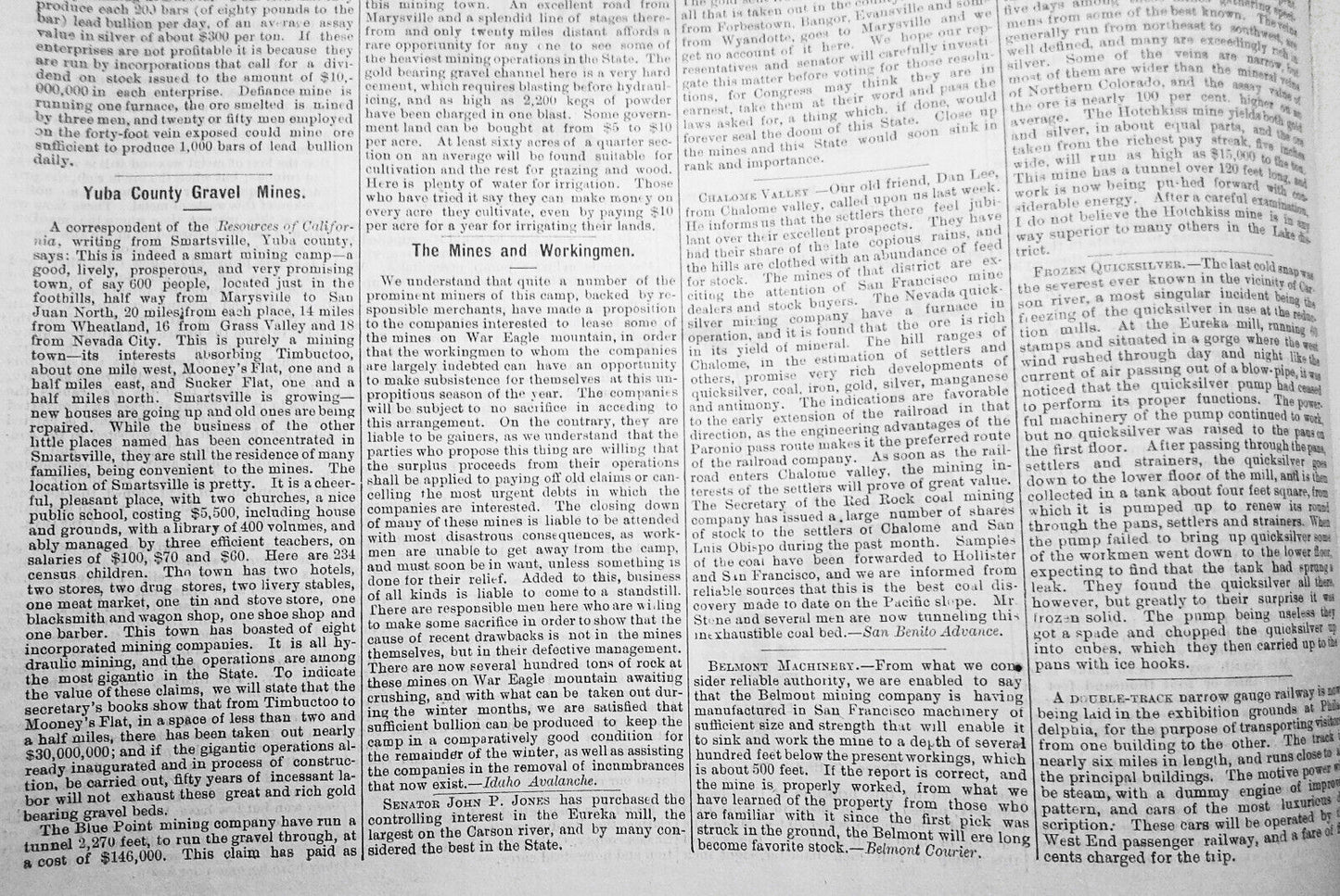 Mining and Scientific Press Feb 12, 1876. Edison's "New Force"; Mining Debris...