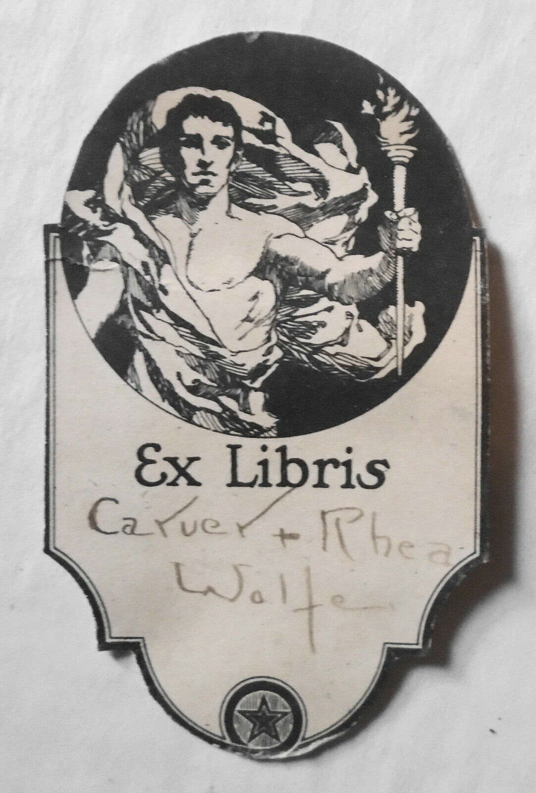Carver and Rhea Wolfe Ex Libris oval Bookplate