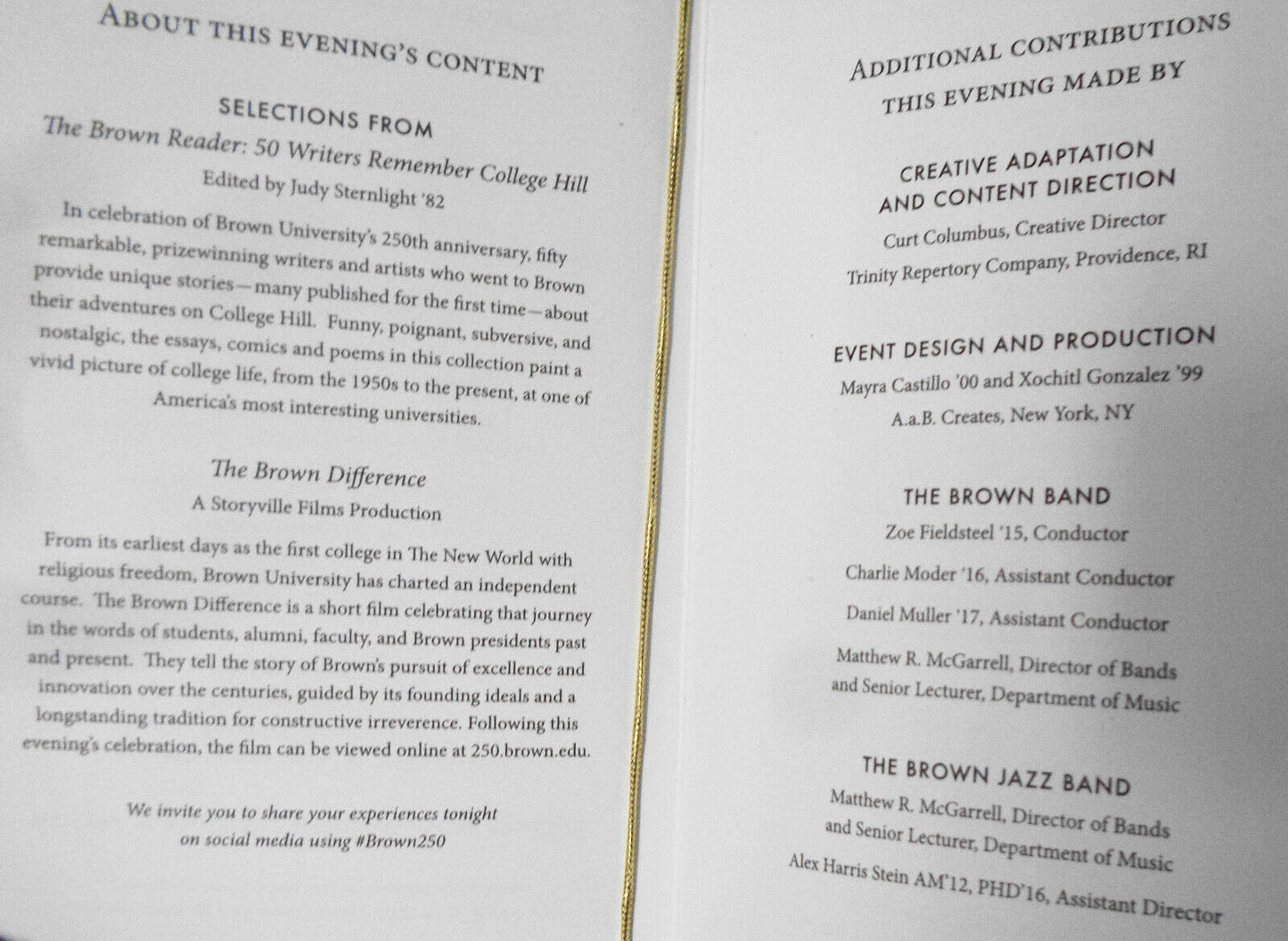 Celebrating Brown University's 250th Anniversary - Souvenir Program, 2014