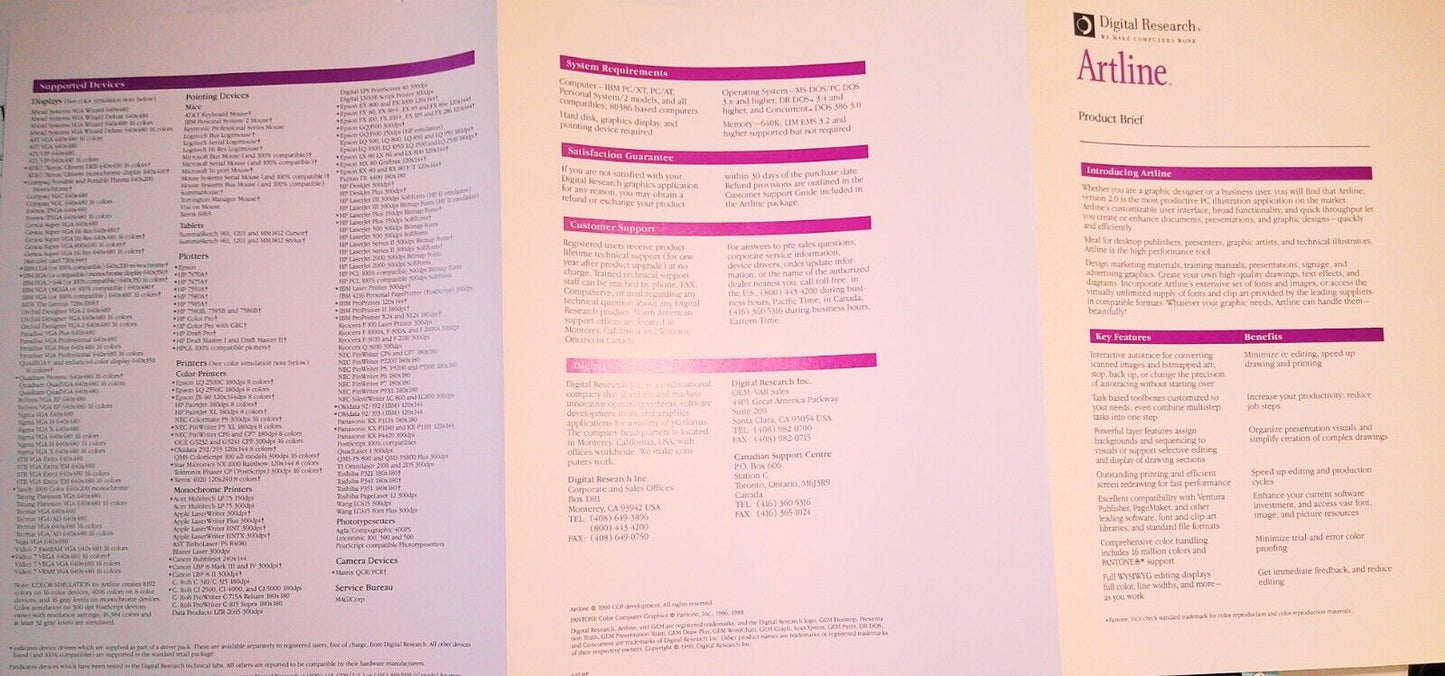 Digital Research Press Kit, 1990 - Artline, Dr. Dos & Presentation Team.