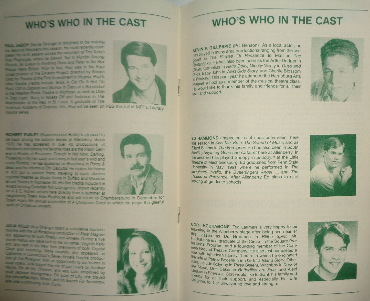Agatha Christie's Towards Zero - Allenberry Playgoer Souvenir Program - 1992