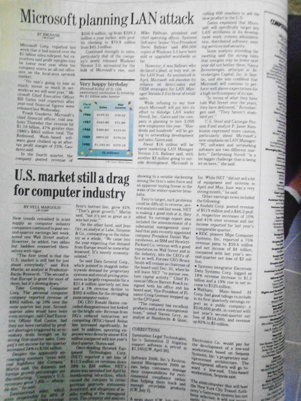 Computerworld Magazine, July 30, 1990 - DEC cutbacks, etc