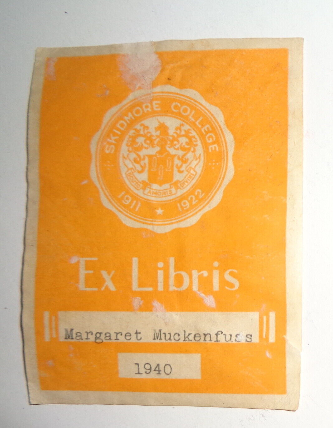Margaret Muckenfuss, Skidmore College, Ex Libris Bookplate - 1940