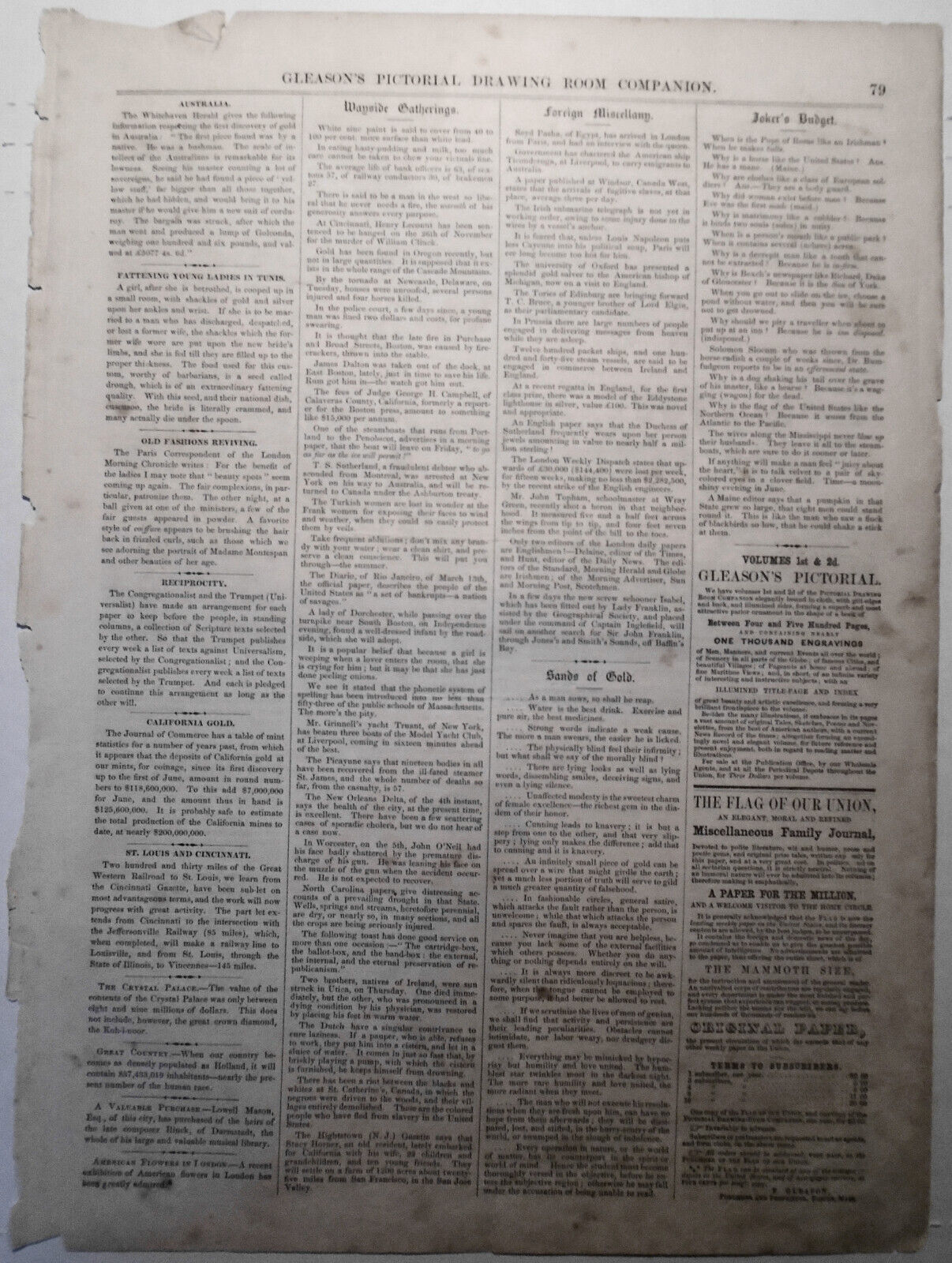 Fetridge & Co. Periodical Arcade, Boston + Lord Timothy Dexter - Gleason's 1850s