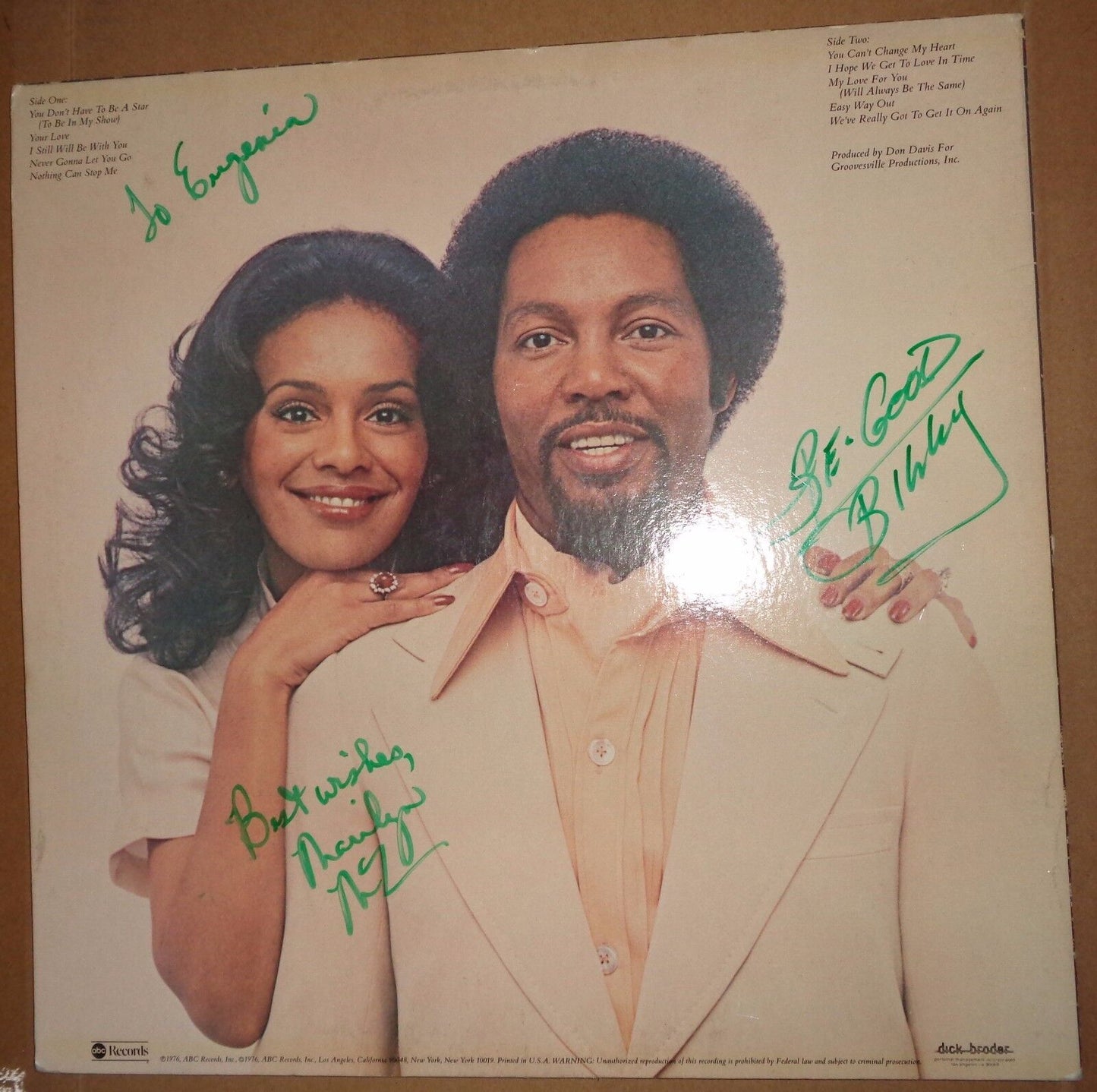 SIGNED Marilyn Mc Coo & Billy Davis, Jr - LP - I HOPE WE GET TO LOVE IN TIME