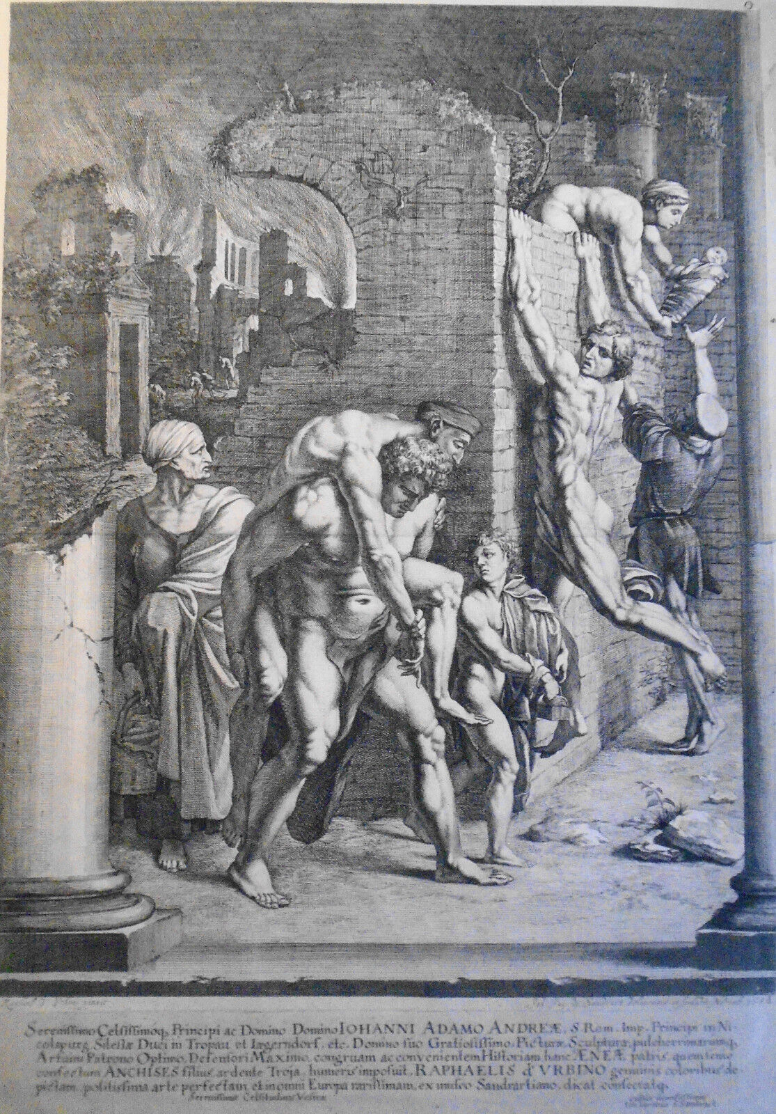 1682 “The Fire in the Borgo”, by Raphael - Johann Jacob von Sandrart’s etching