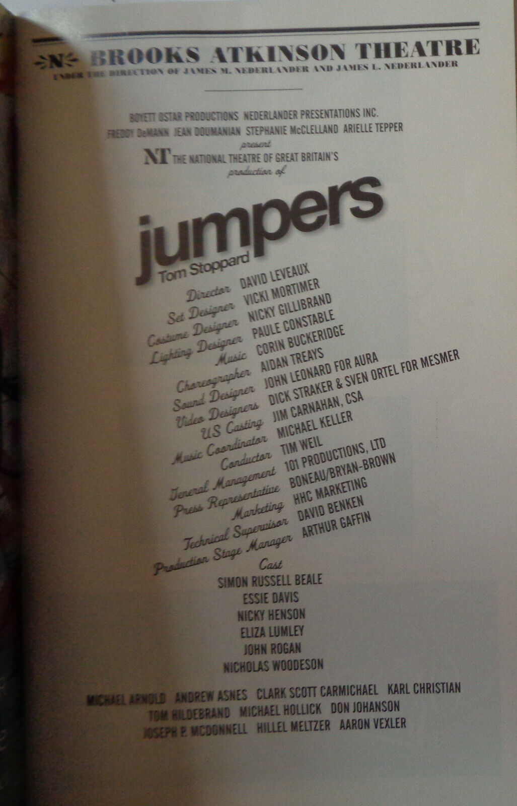 JUMPERS - PLAYBILL - MAY 2004