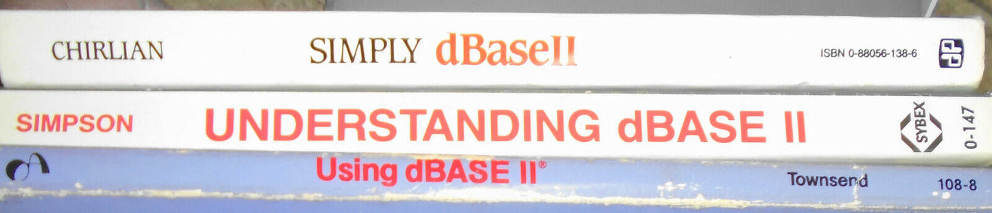 3 dBase II books - Understanding dBase II, Simply dBase II, & Using dBase II