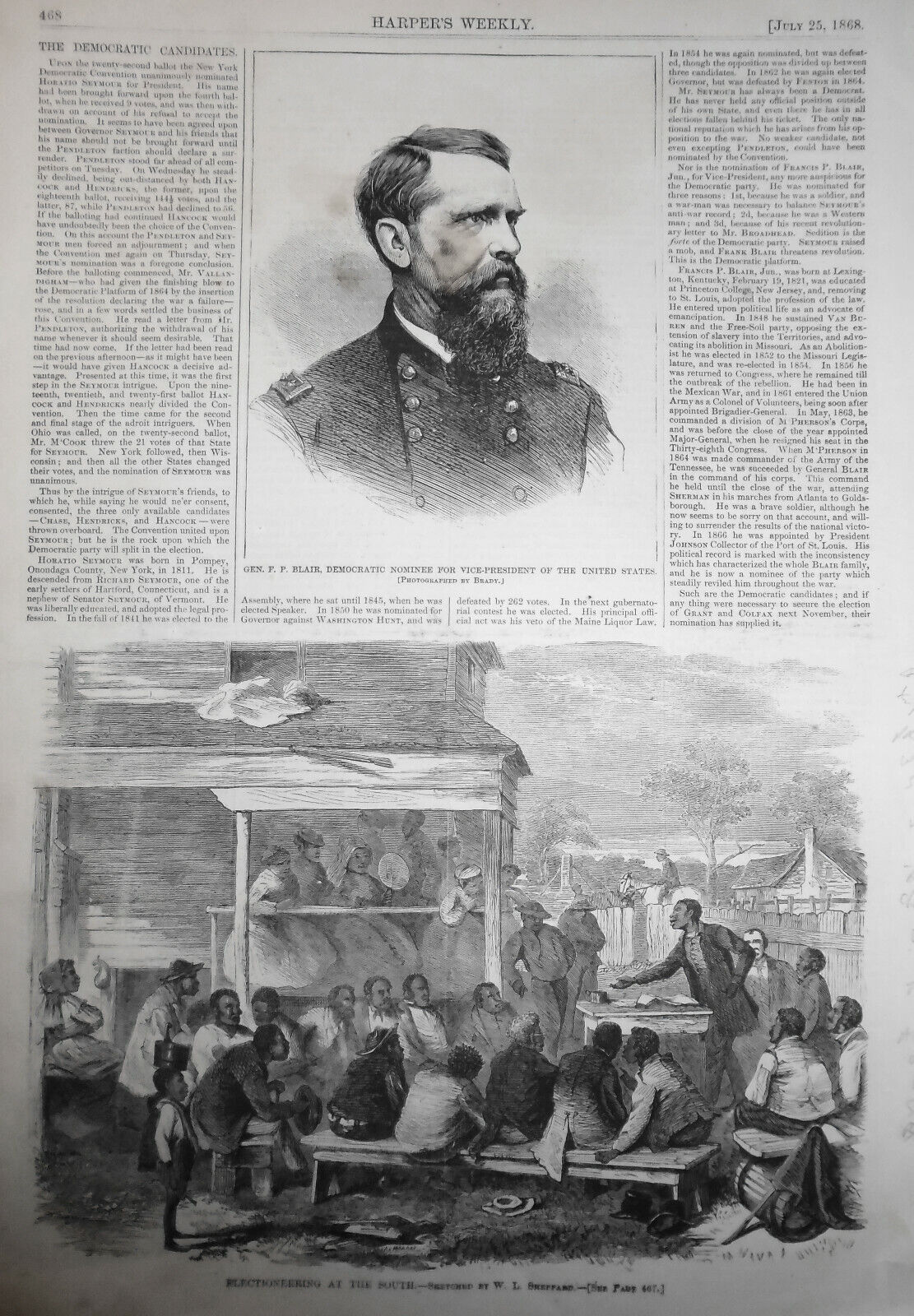 Electioneering at South / Democratic Candidates Harper's Weekly - July 25 1868