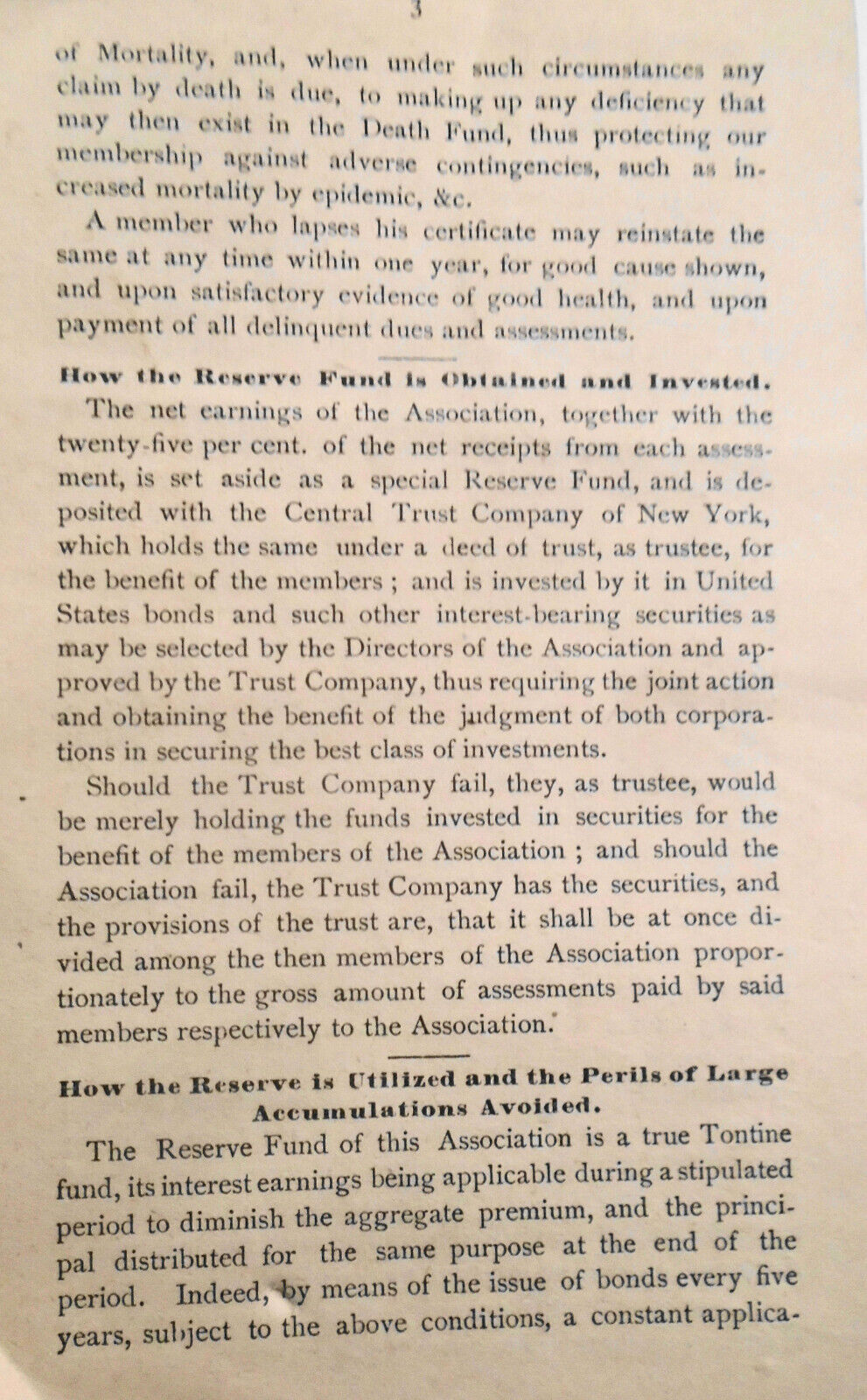 FACTS - Mutual Reserve Fund Life Association New York, 1884 Advertising circular