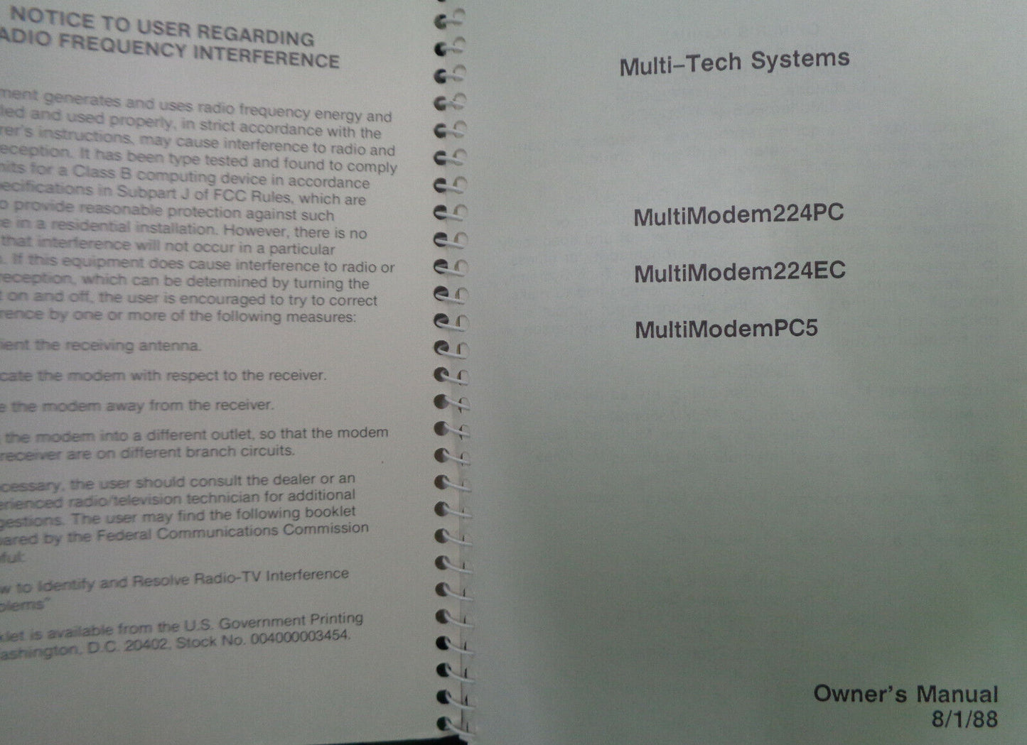 ProComm Software (manual & disk) + MultiModem Manual 1988 by Multi-Tech Systems