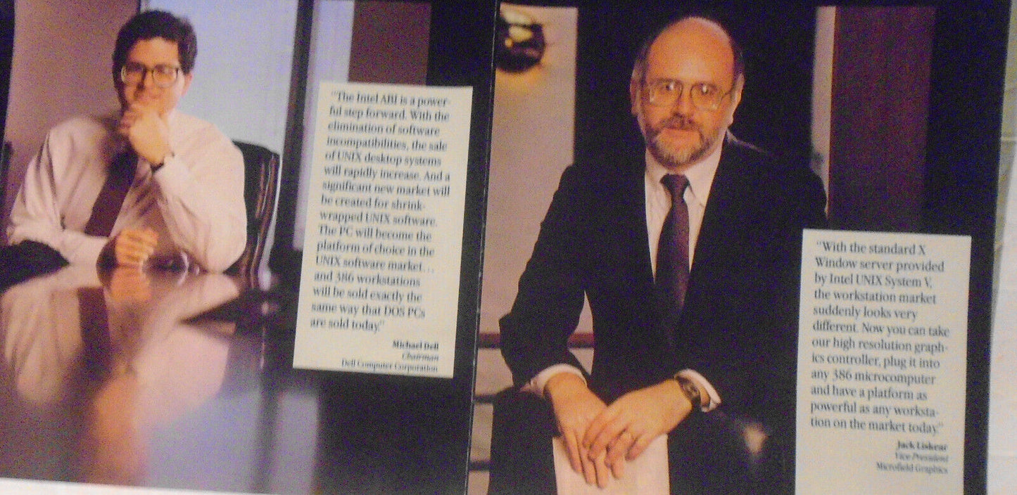 1989 Intel UNIX System V brochure: Michael Dell et al comments