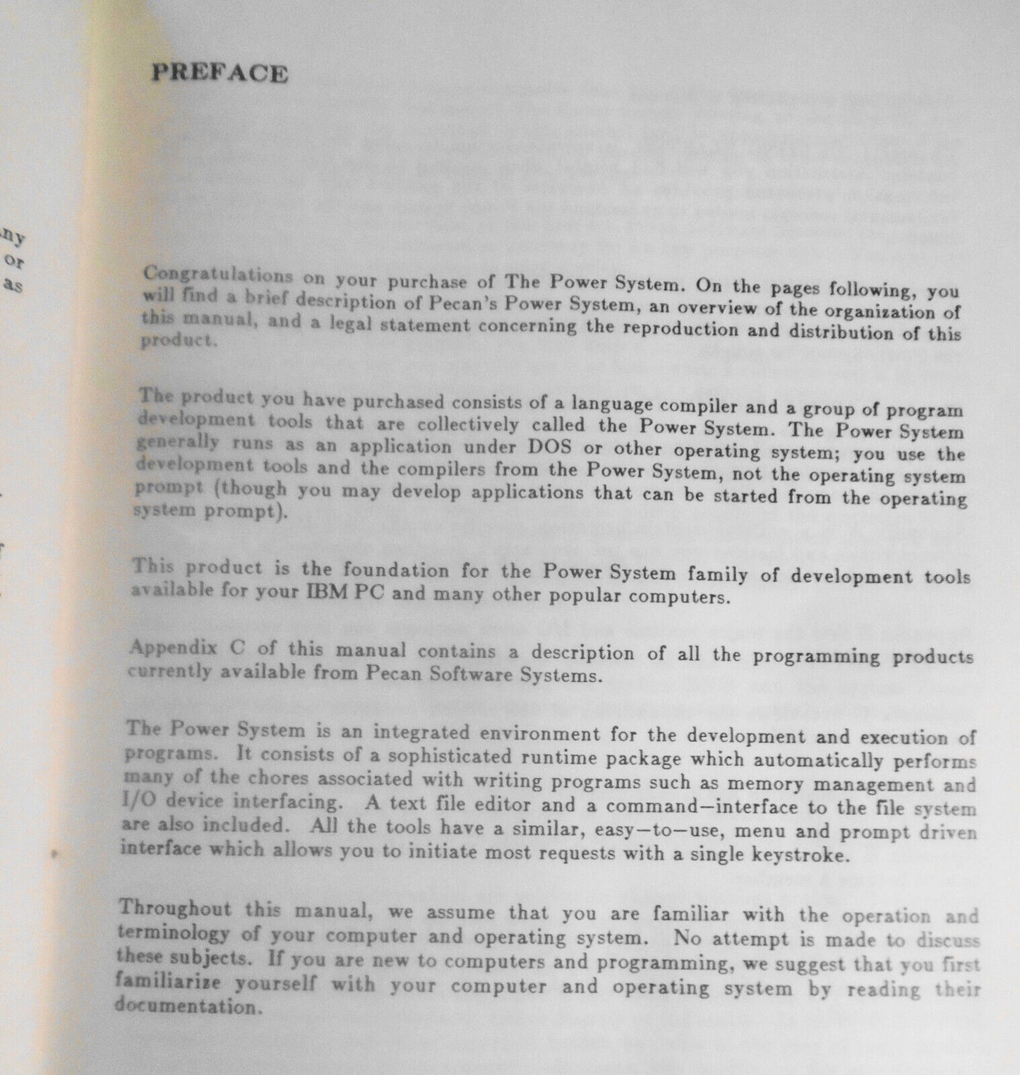 The Power System, User Manual - Pecan Software Development System - 1986.