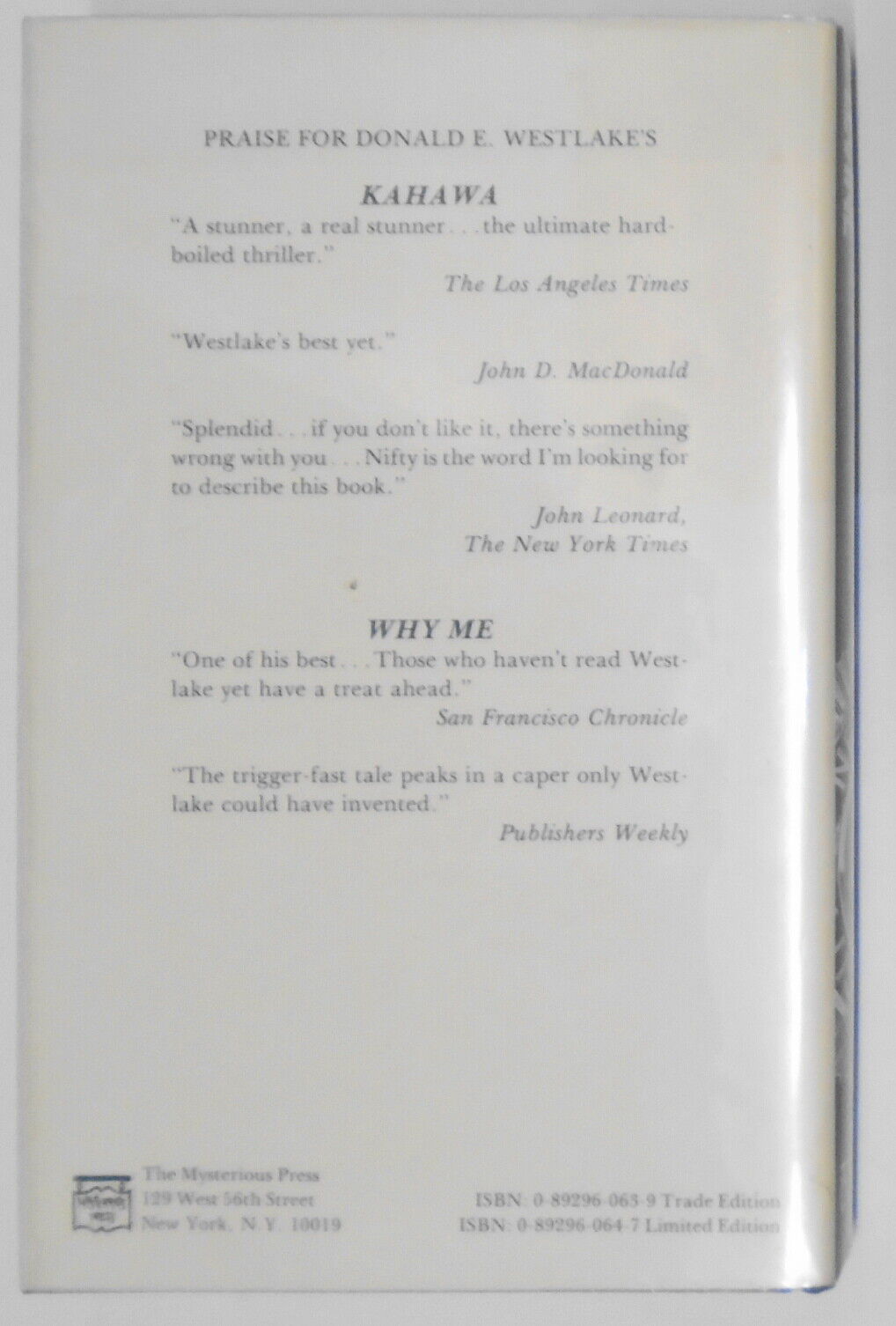 Donald E. Westlake : LEVINE - SIGNED First Edition. 1984. Fine/Fine