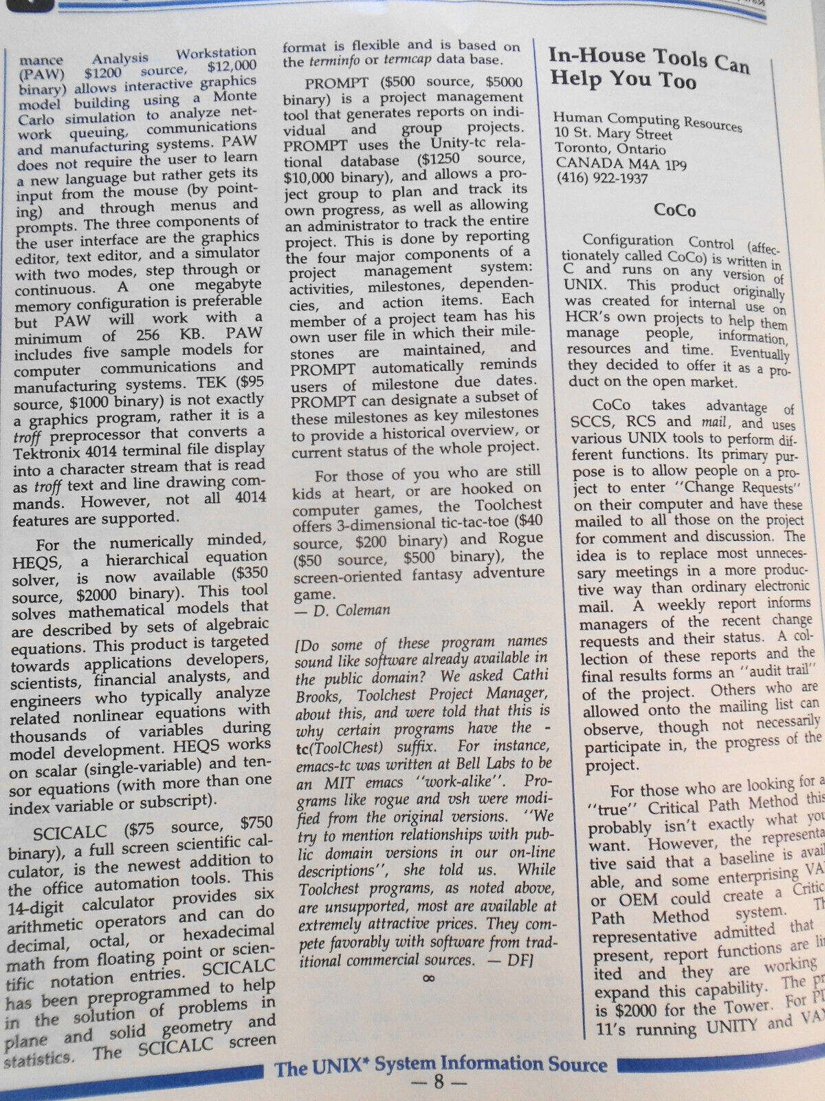 UNIQUE, Vol. 4, No. 3, 1985 - The UNIX System Information Source
