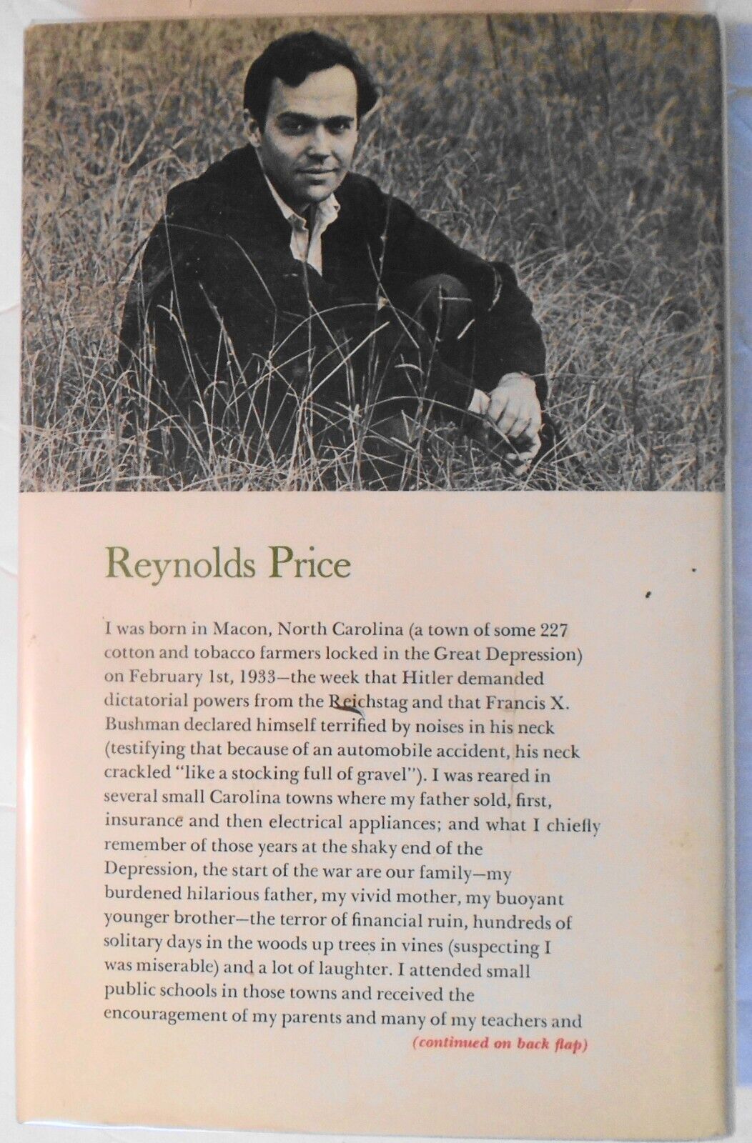 Reynolds Price : A Generous Man. First Edition 1966 Hardcover/DJ