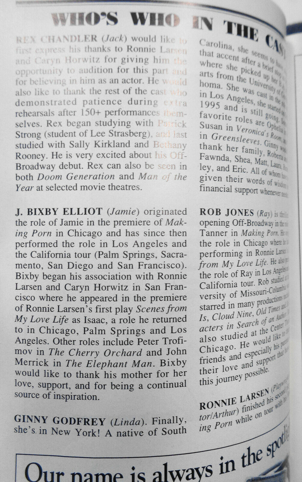 MAKING PORN - PLAYBILL - June 1996