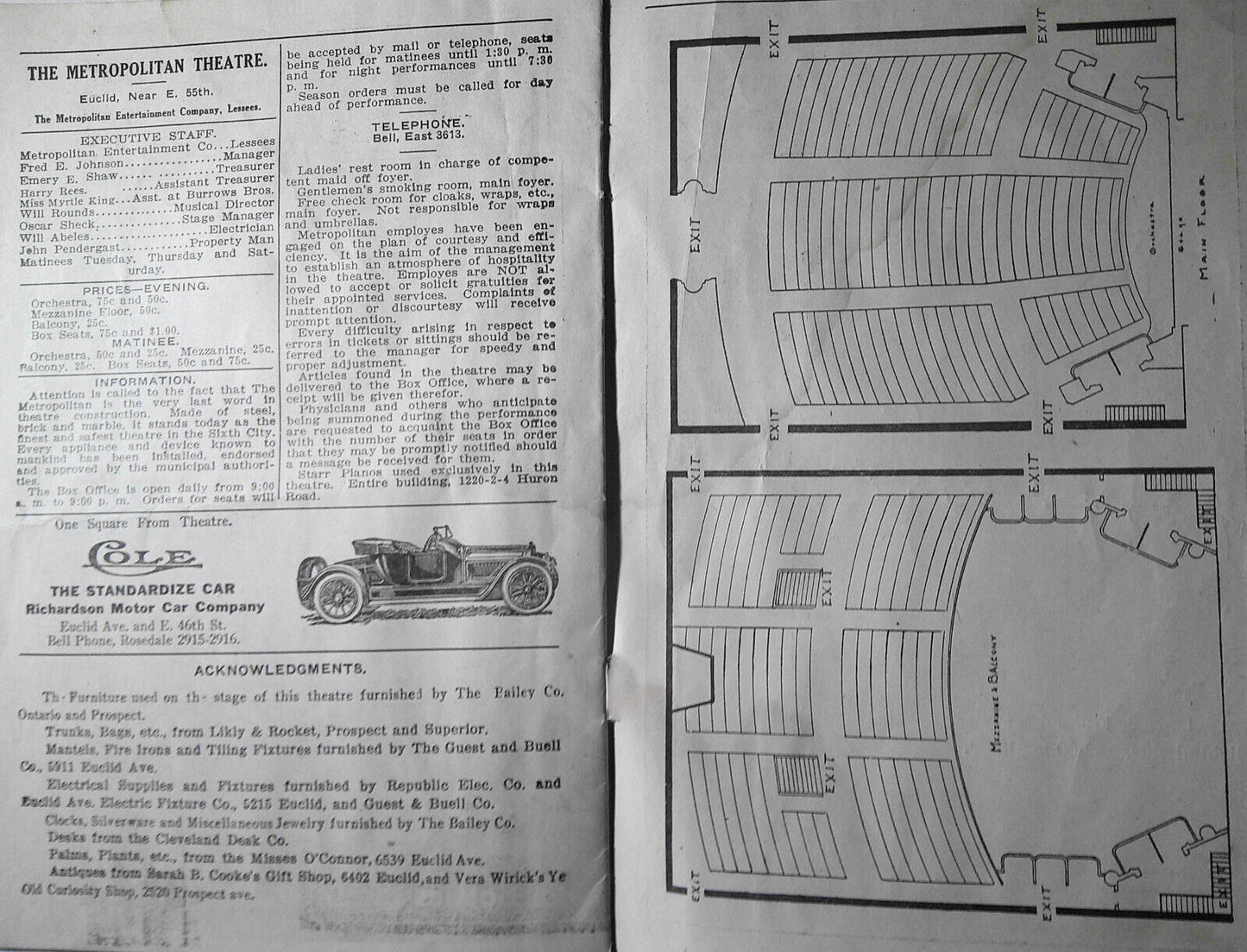1915 "Big Jim Garrity" souvenir program, Metropolitan Theatre, Cleveland, OH