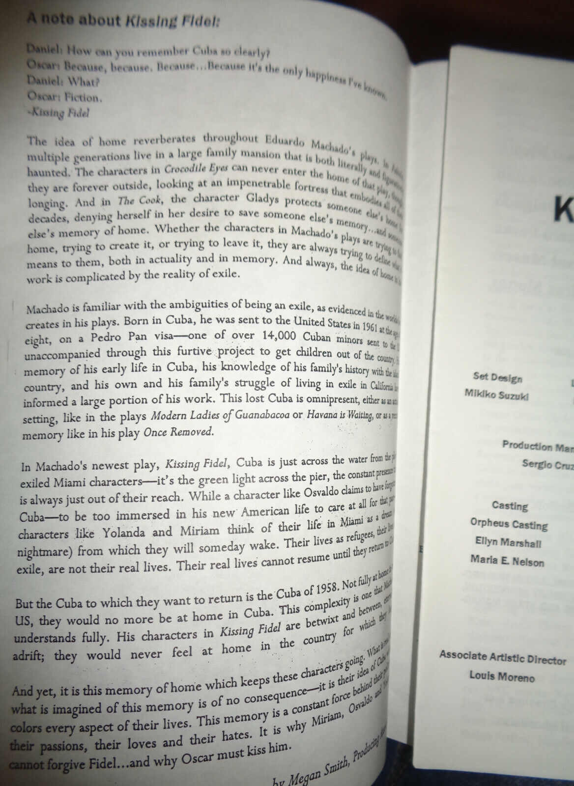 KISSING FIDEL, by Eduardo Machado - PROGRAM - 2005 Intar At the Kirk Theater NYC
