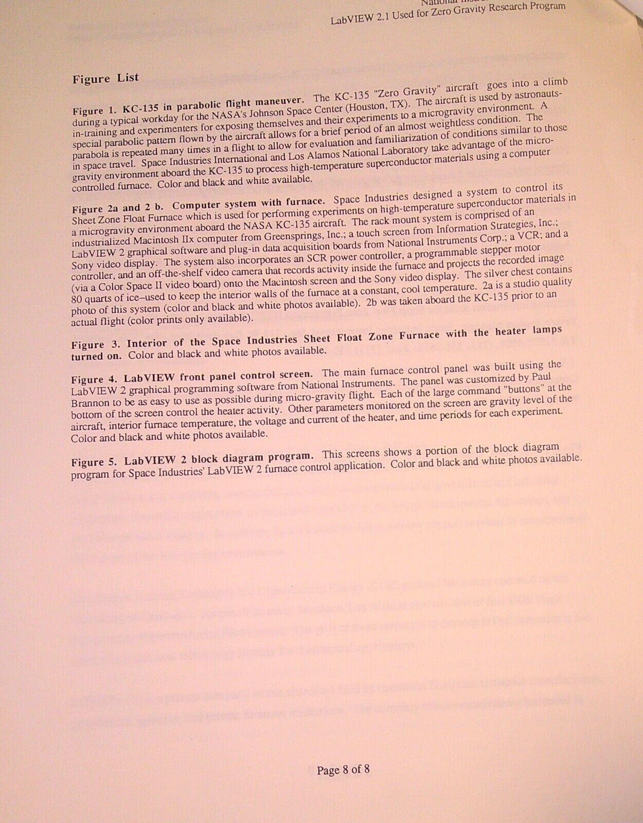 National Instruments LabVIEW 2 in NASA Zero Gravity Superconductor Research 1991