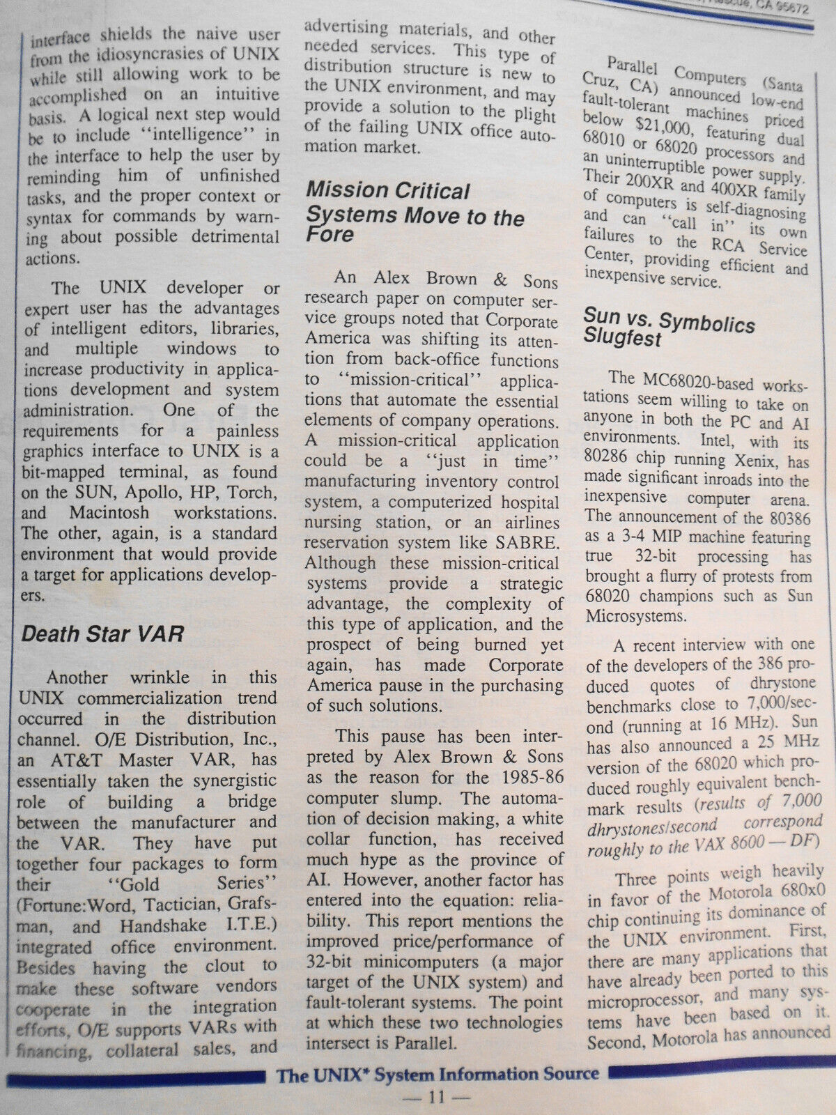 UNIQUE: The UNIX System Information Source, Vol. 4, No. 9, June 1987