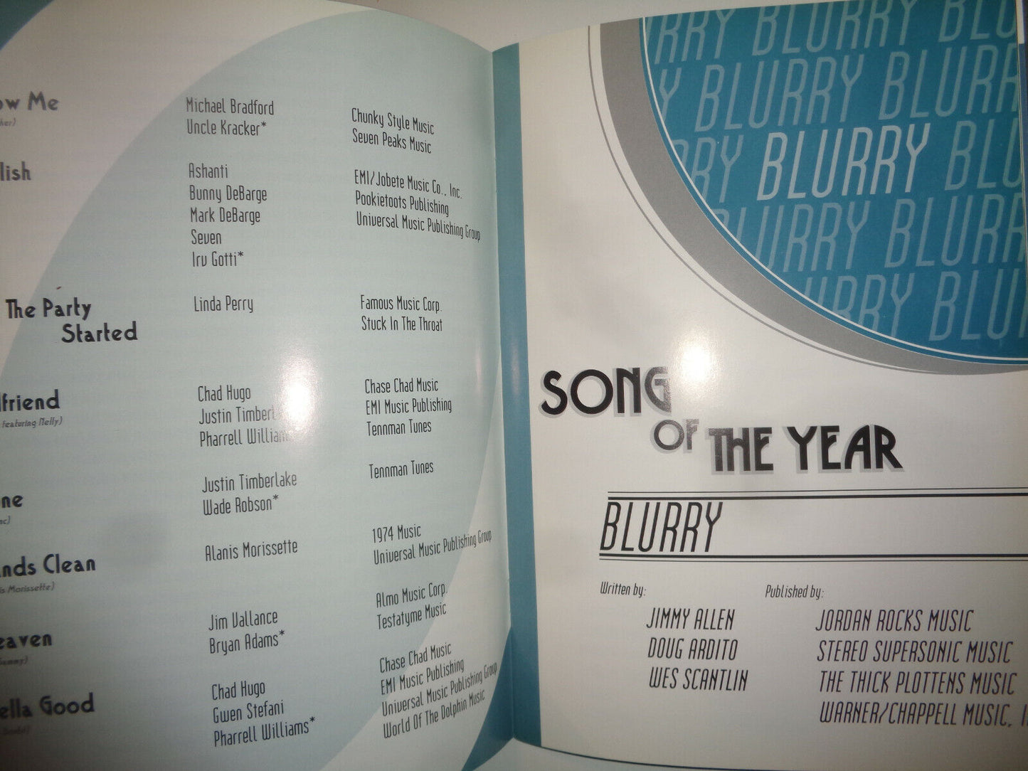 ASCAP Pop Music Awards 2003 Souvenir Program - Nelly, Seven, Elvis Costello .