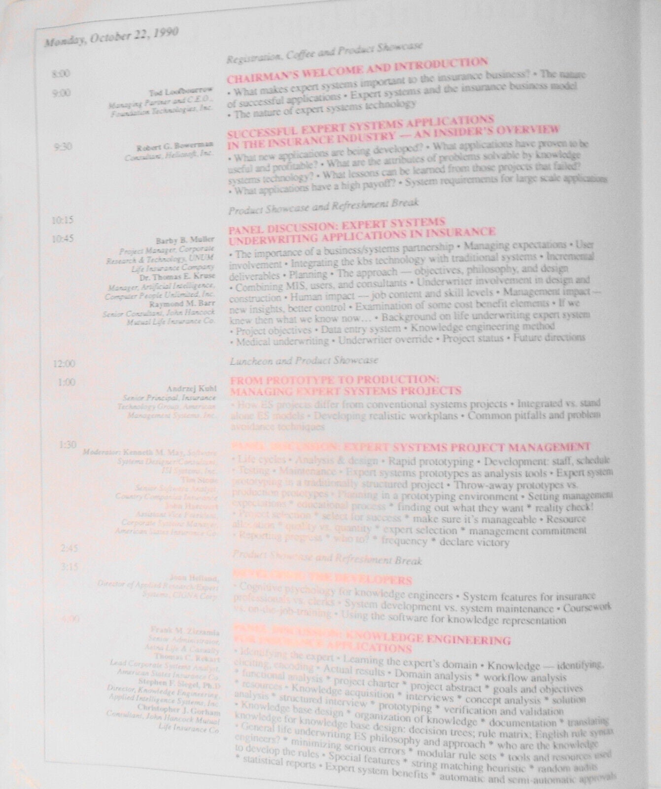 1990 2nd Annual Artificial Intelligence Conference... in Insurance - Program