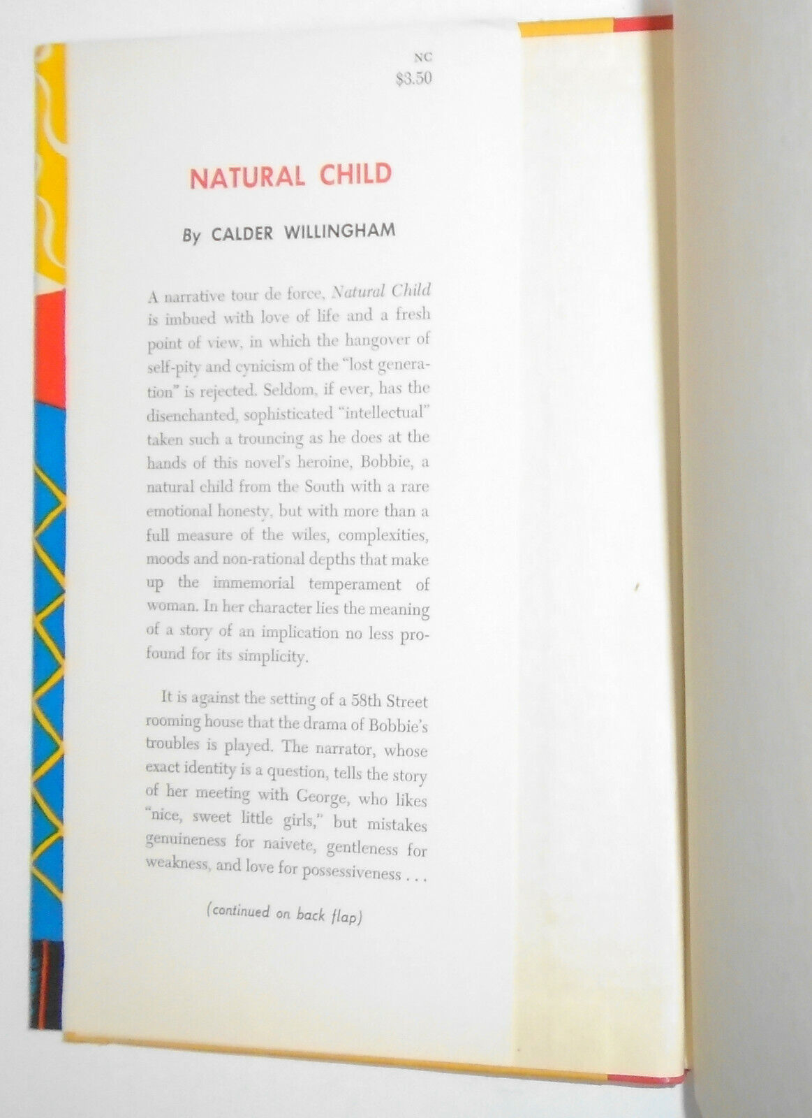 Calder Willingham : Natural Child 1952 First Edition. Fine/Fine. HC/DJ. 1st ptg.