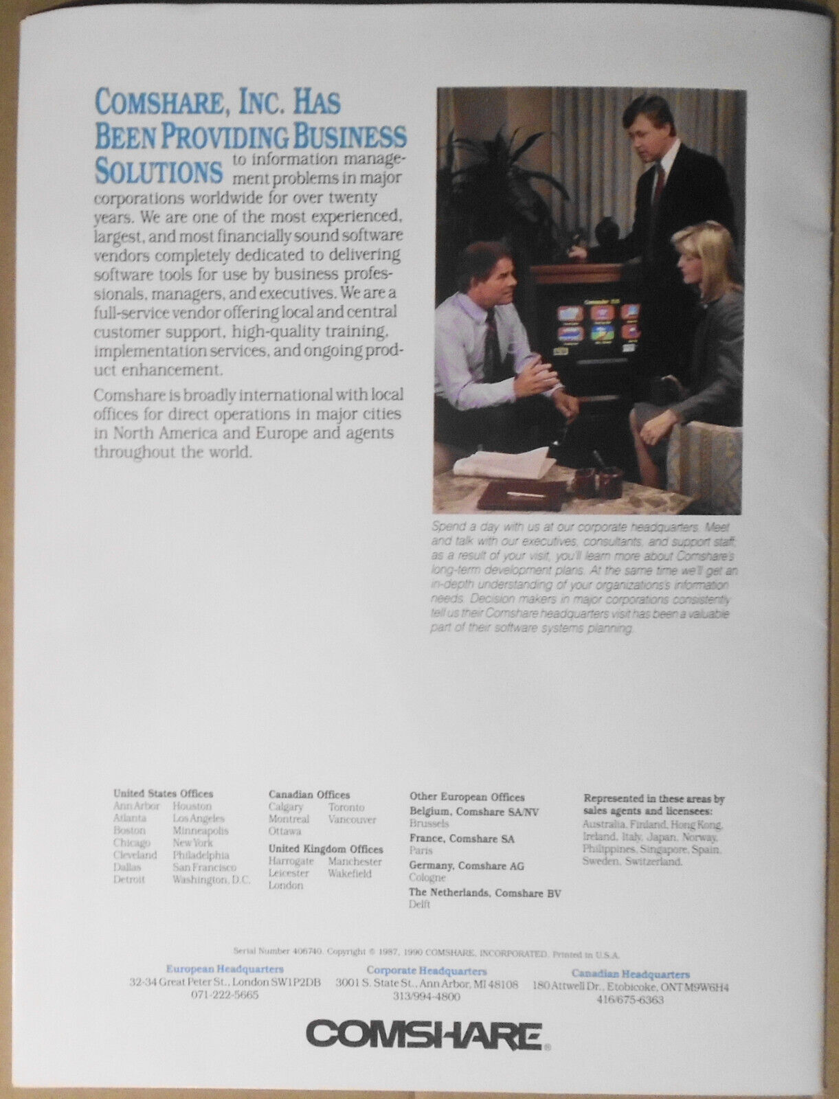 Commander EIS, by Comshare - Executive Information System - Promo brochure, 1990
