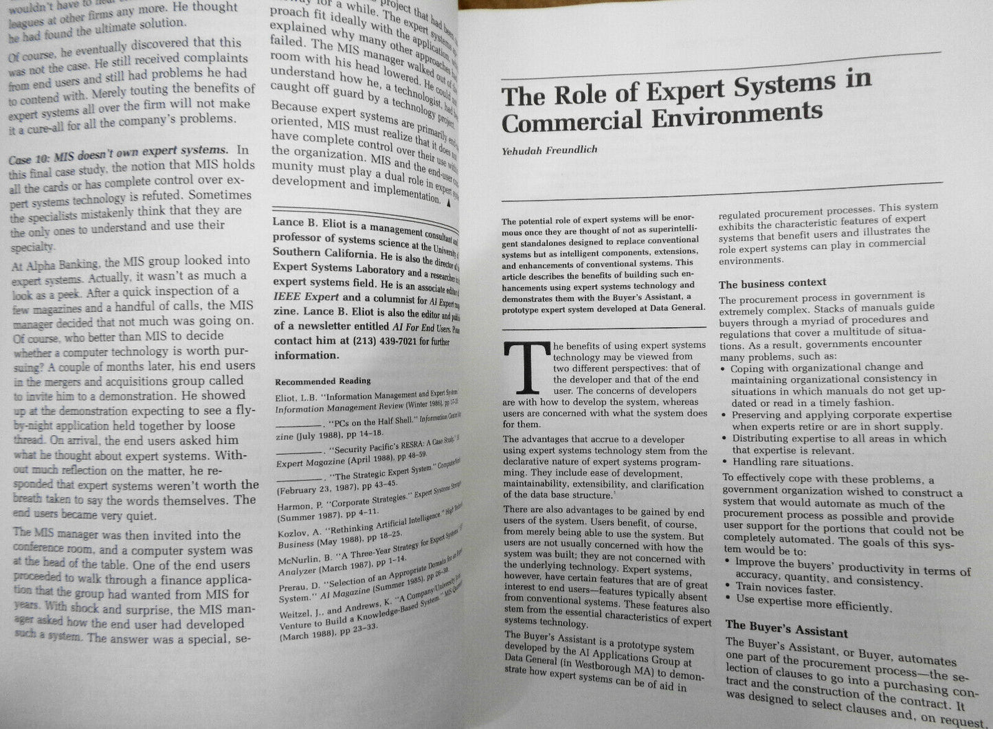 Expert Systems, Fall 1989 - Journal of Planning / Implementation