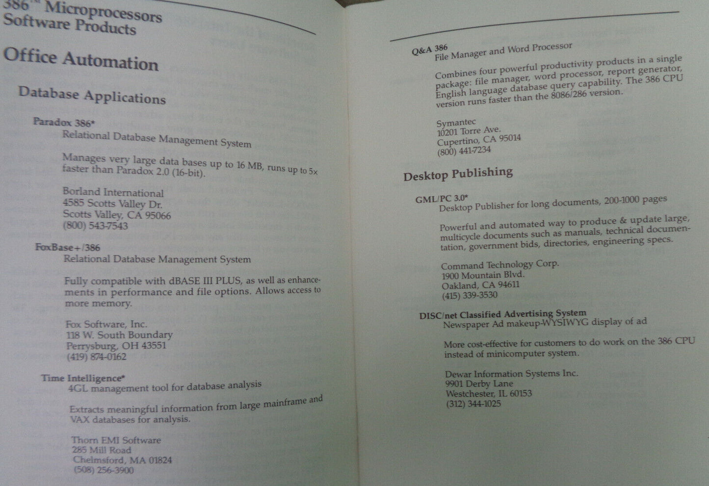 32-bit Software for the Intel386 Achitecture : MS-DOS Directory (circa 1989)