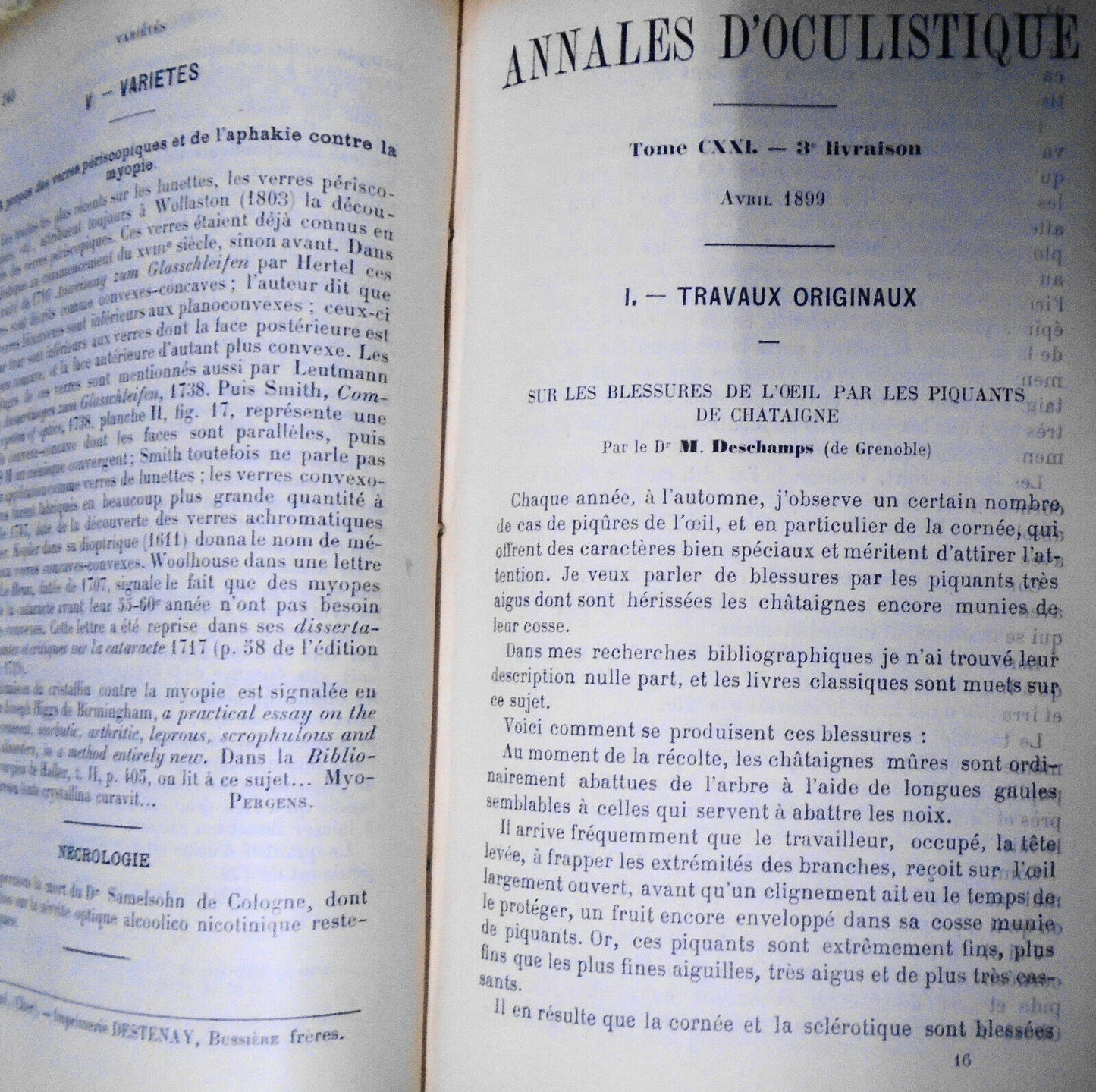 Annales D'Oculistique 1899. Bound Vol. 121/122. Yearly Ophthalmological Journal