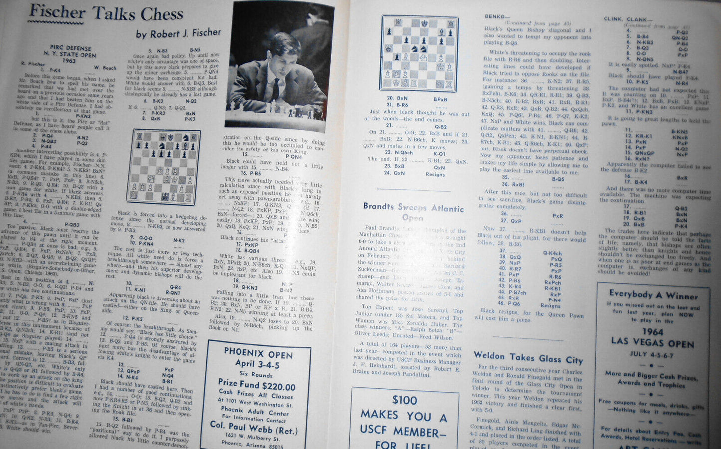 Chess Life, Feb 1964 : Bobby Fischer photos and analysis; computer chess, etc.