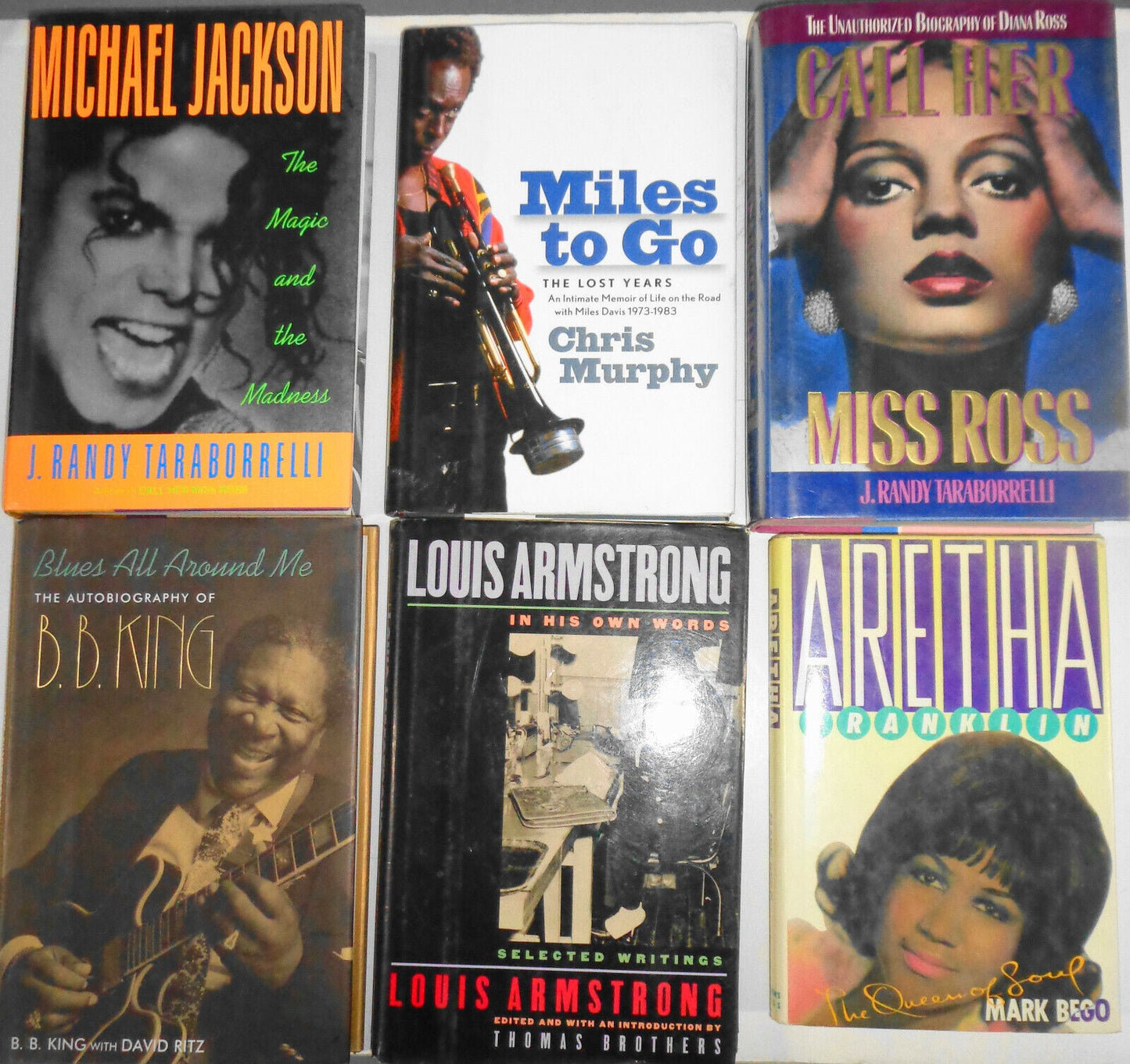 Aretha, Miles, Satchmo, B B King, Diana, Michael - lot of 6 hardcovers - 1st ed.