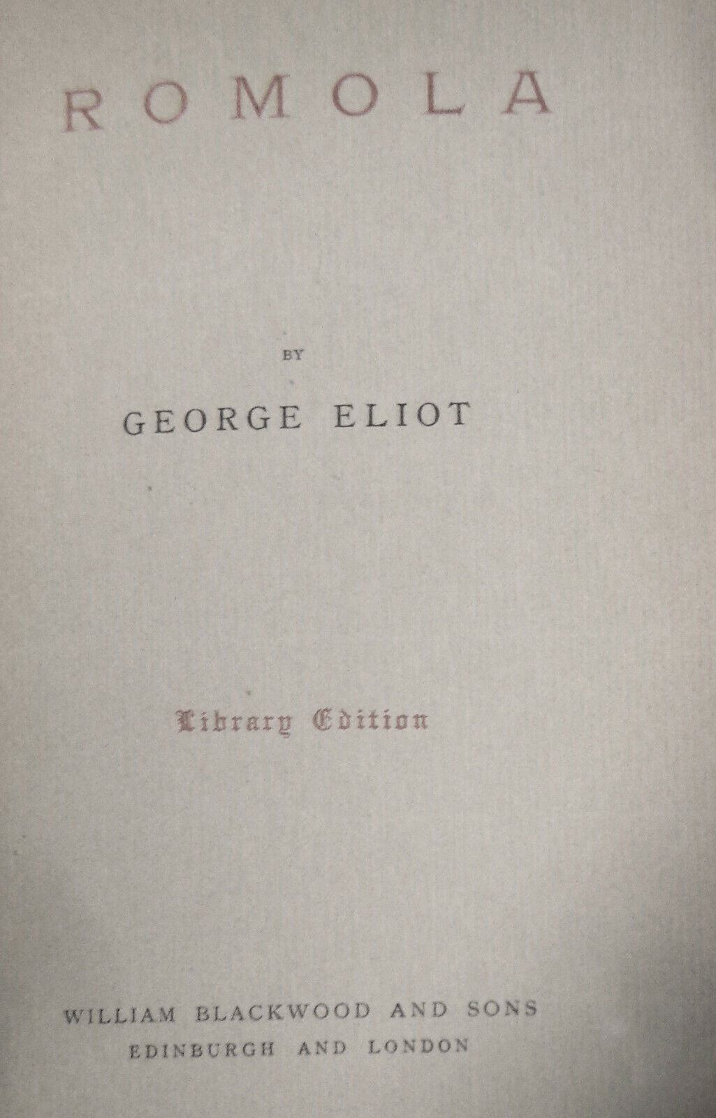 Romola, by George Eliot. 1901, 1/2 Leather binding.