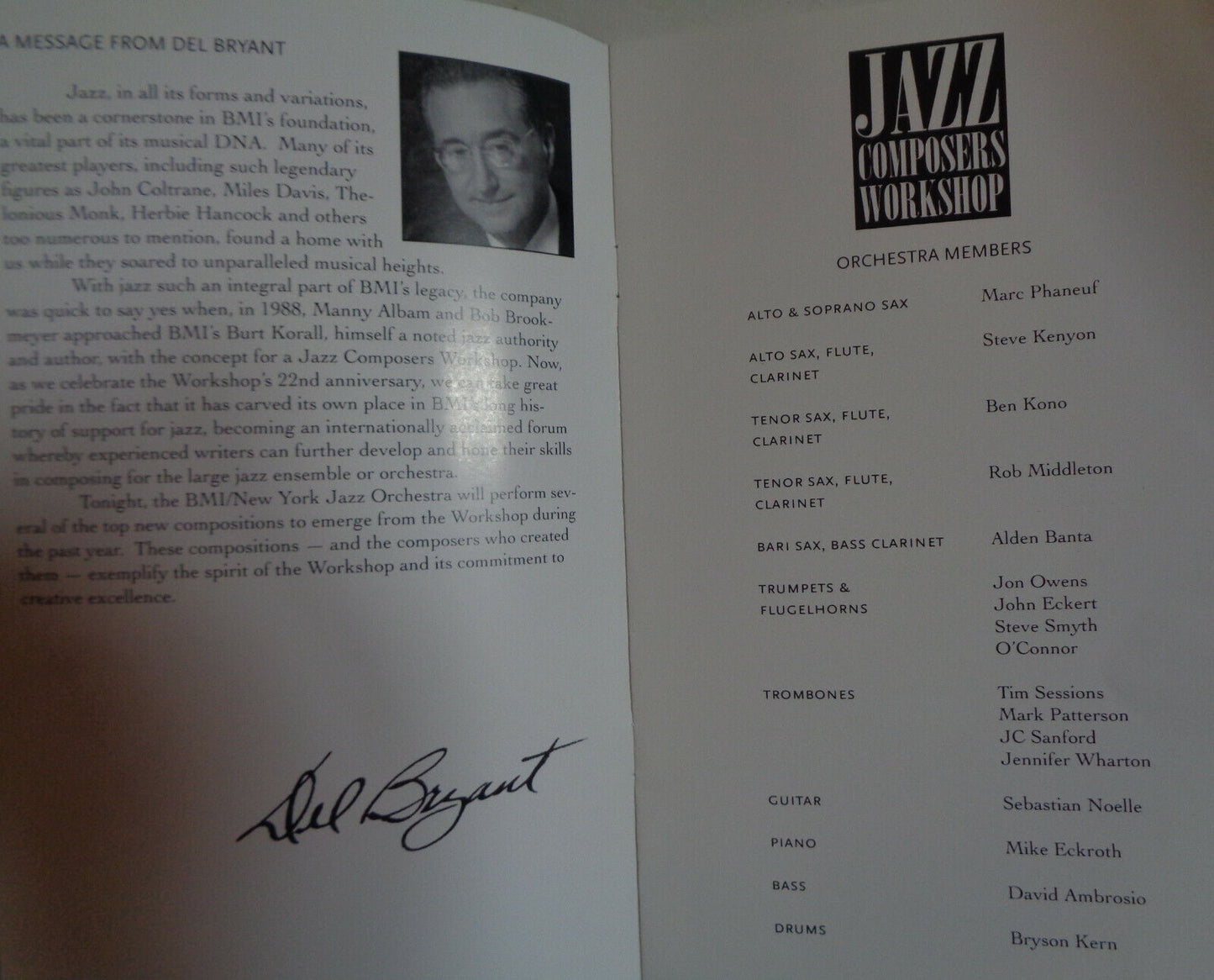 BMI Jazz Composers Workshop - Program - 22nd Annual Concert - July 1st, 2010