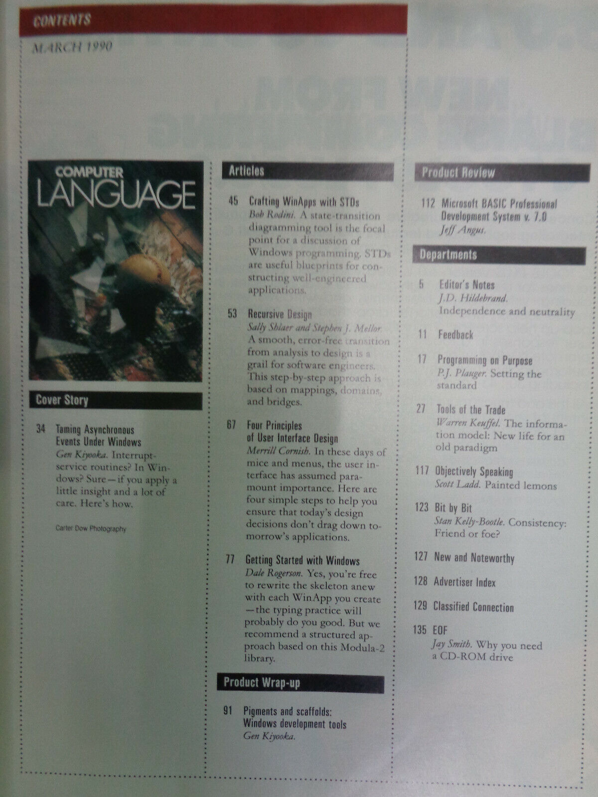 Computer Language Magazine March 1990, In Praise of Windows, Asynchronous events