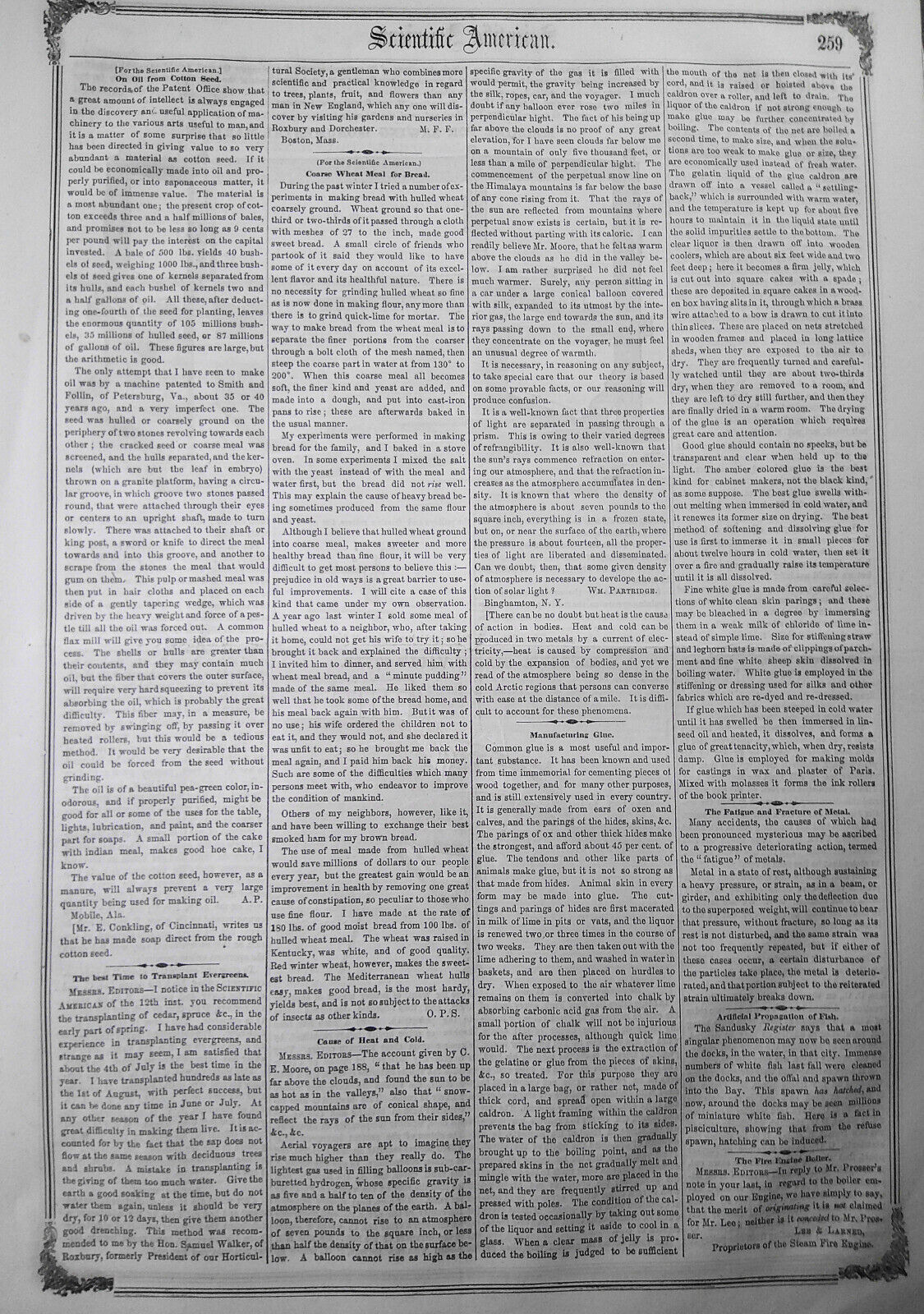 Scientific American, April 26, 1856. Steel composition; weighing scales, etc.