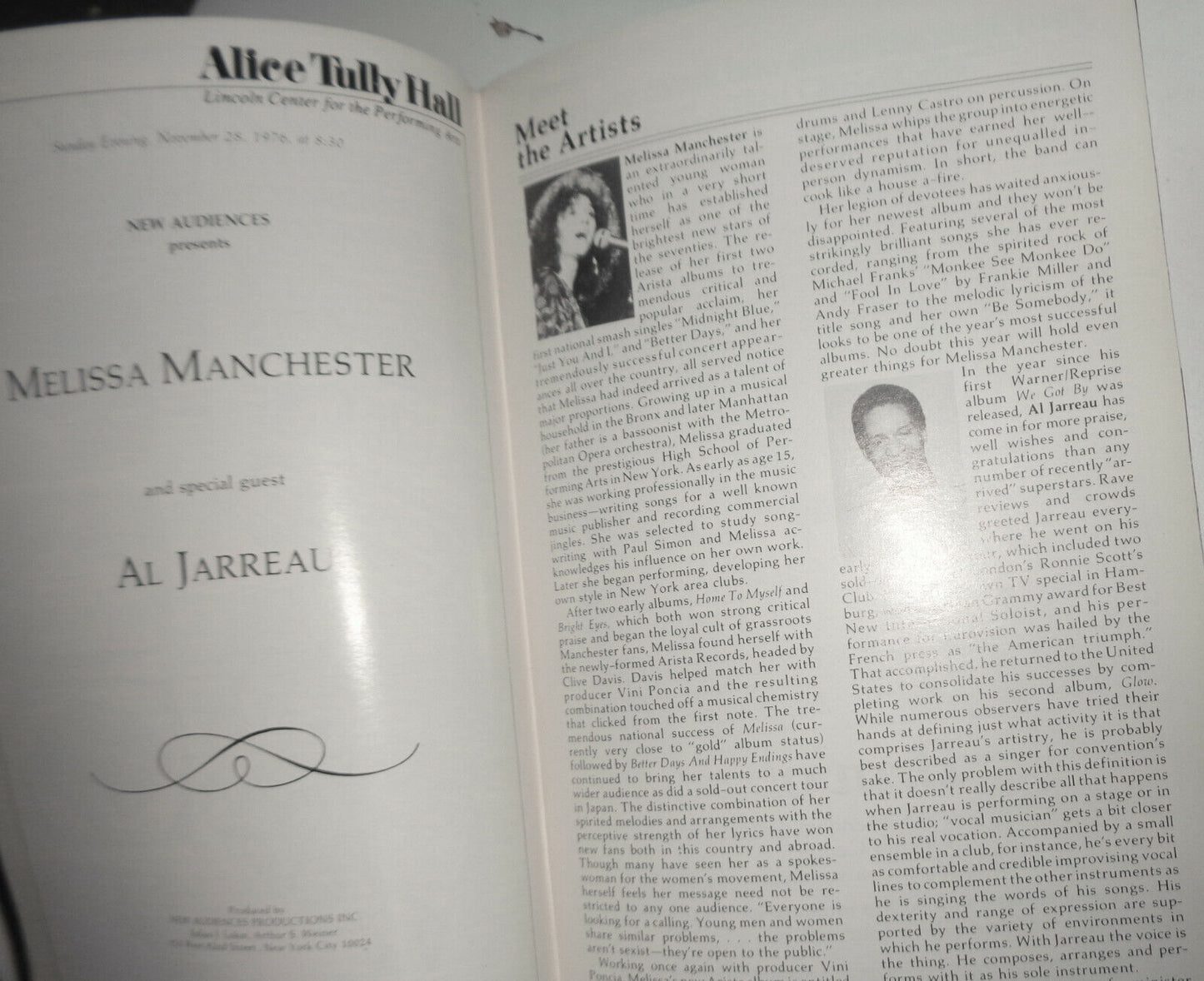 GRAHAM CENTRAL STATION / MELISSA MANCHESTER / AL JARREAU - STAGEBILL - NOV. 1976