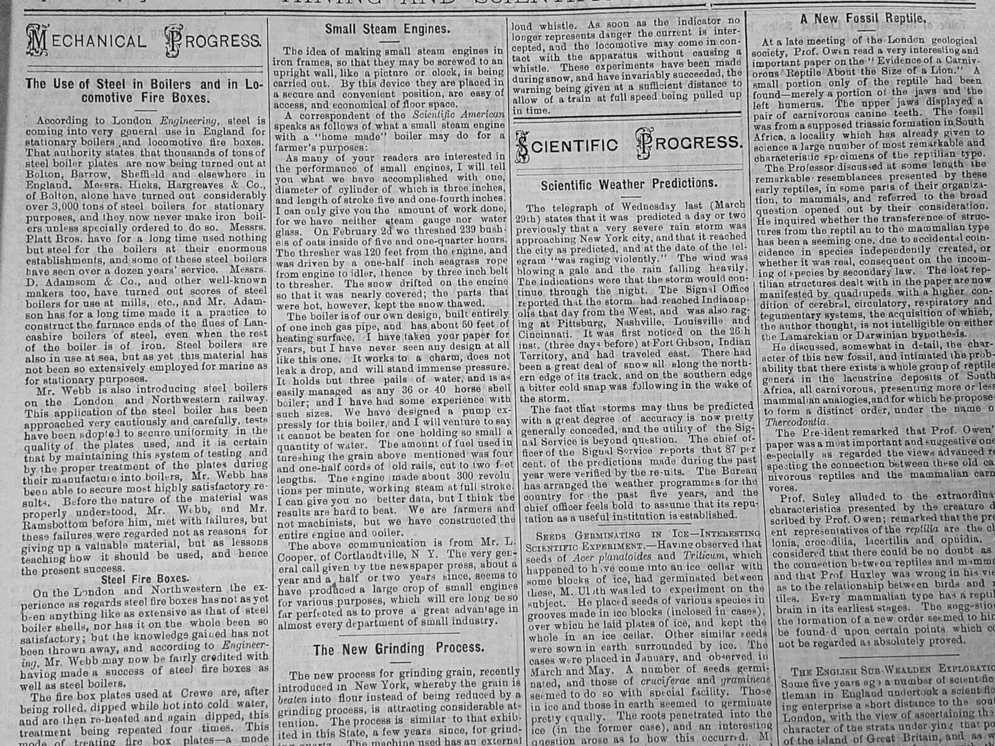 Mining and Scientific Press, April 8, 1876. Allen's Fracture Bed; etc