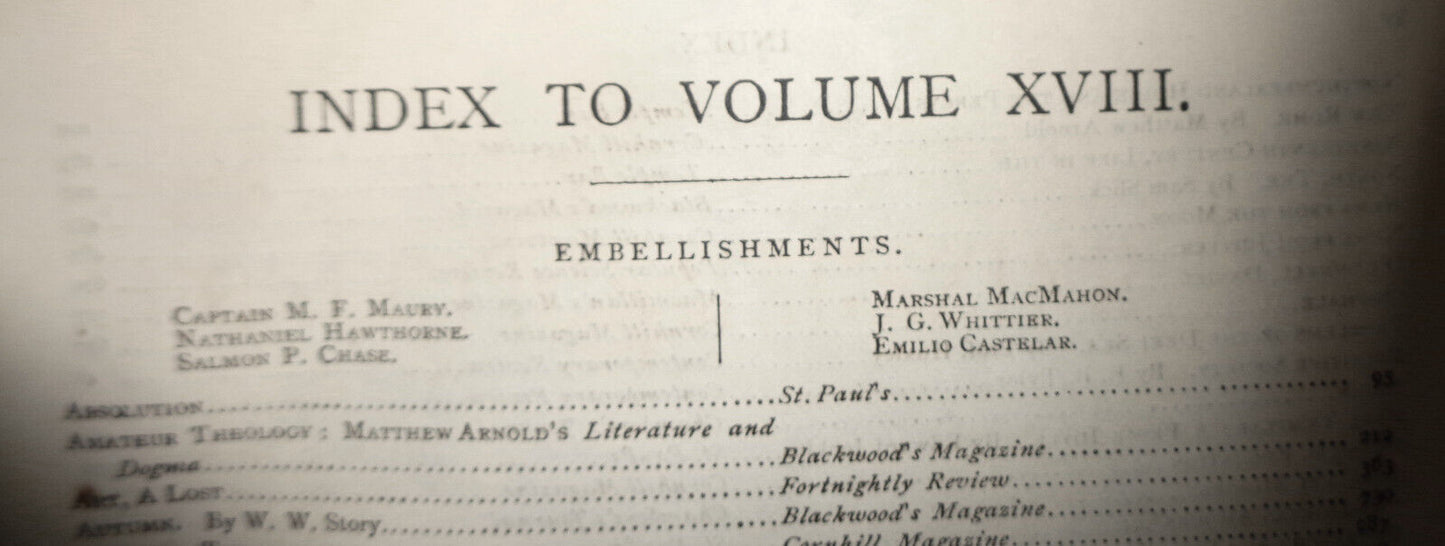 1873 The Eclectic magazine July-Dec Vol 18 Nathaniel Hawthorne, Whittier prints