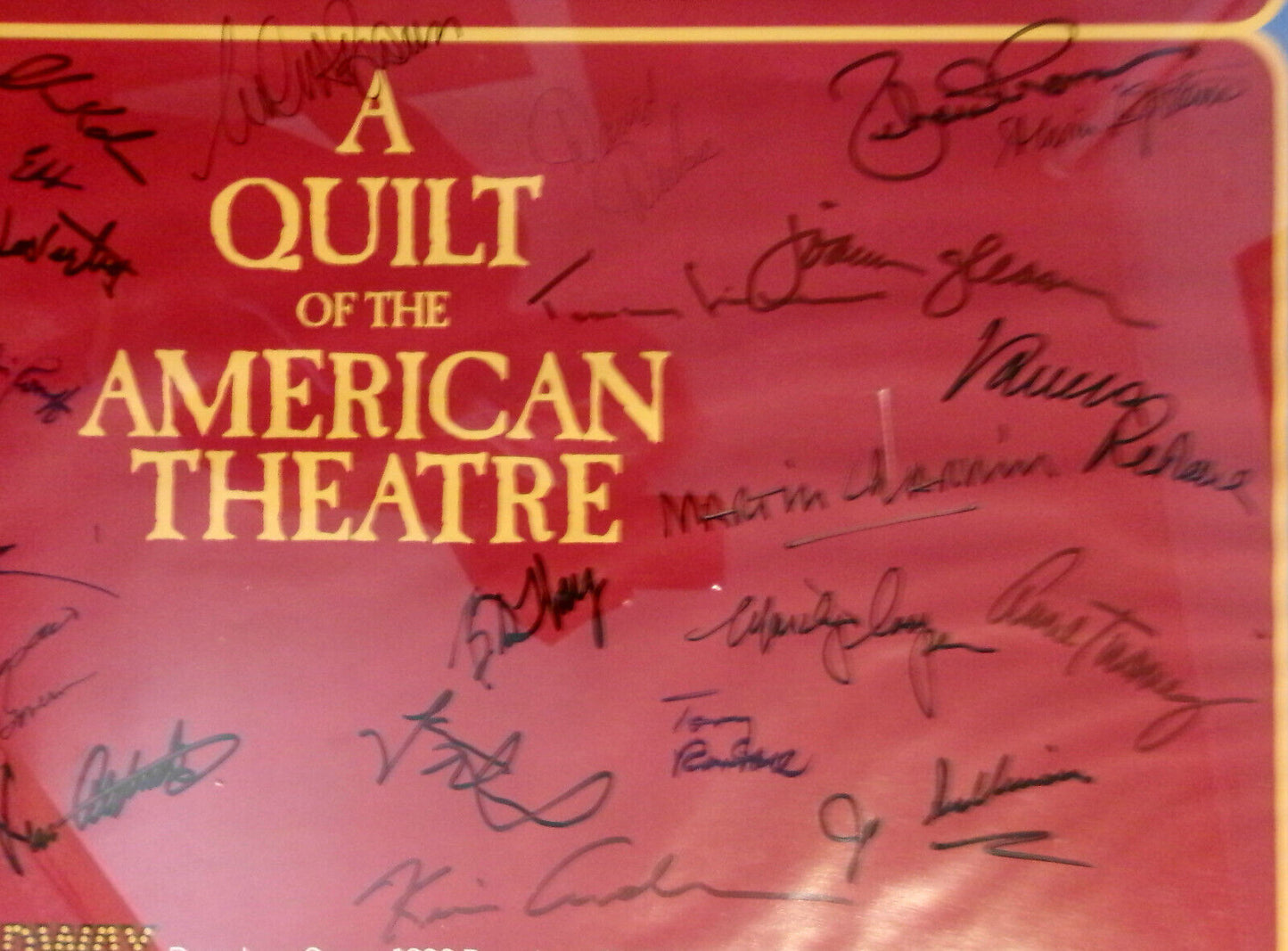 1988 A Quilt of the American Theatre, Broadway Cares Poster SIGNED by 30; framed