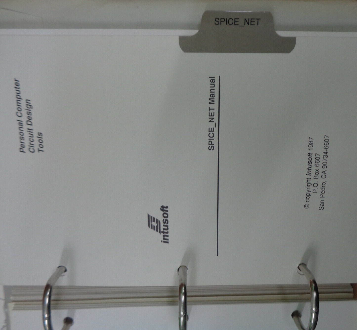 Intusoft PRE_SPICE, IS_SPICE, Intu_Scope, SPICE_NET. Circuit design programs IBM