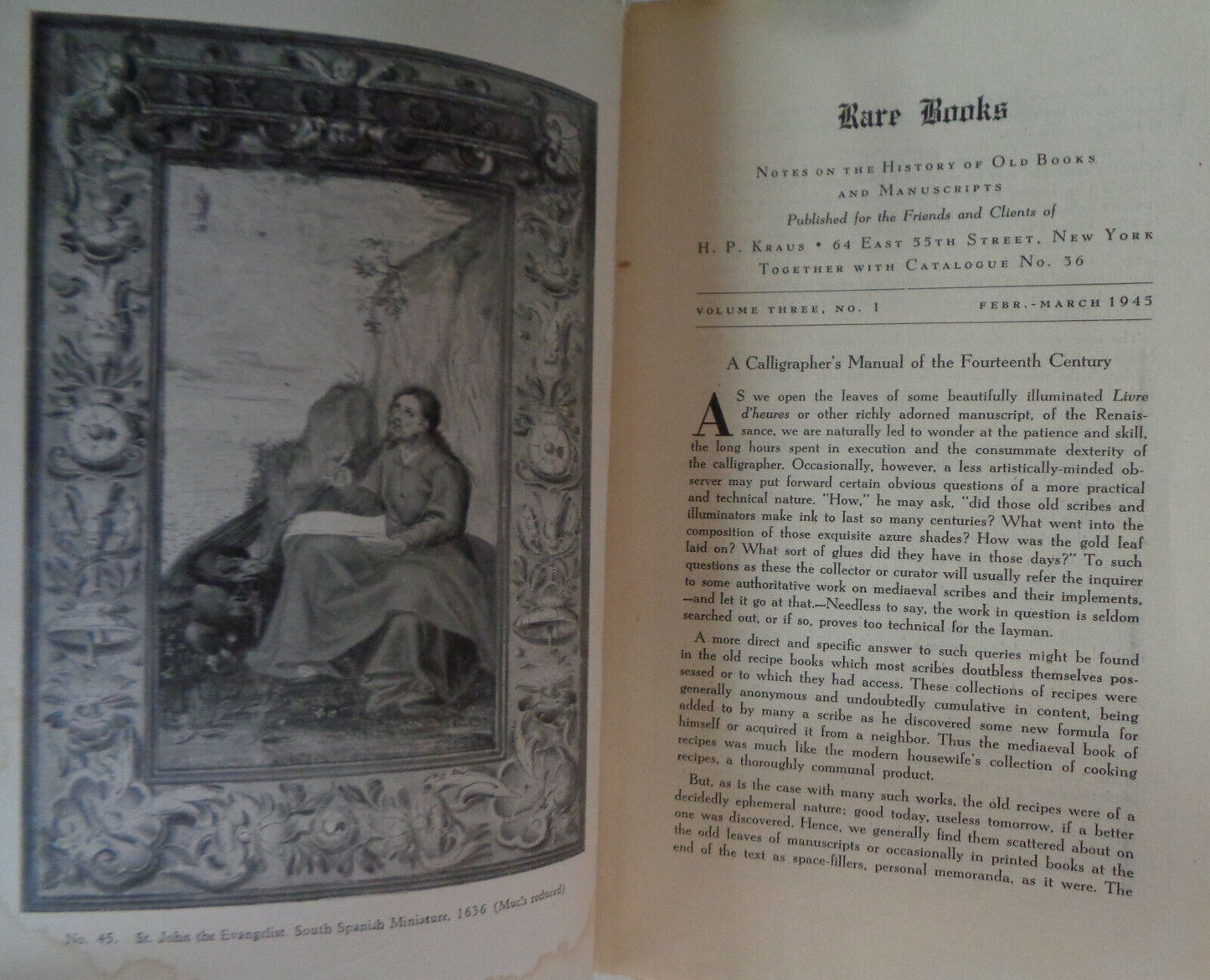 OLD & NEW WORLD, EARLY EUROPEAN BOOKS & AMERICANA INCUNABULA. H.P. KRAUS 1945