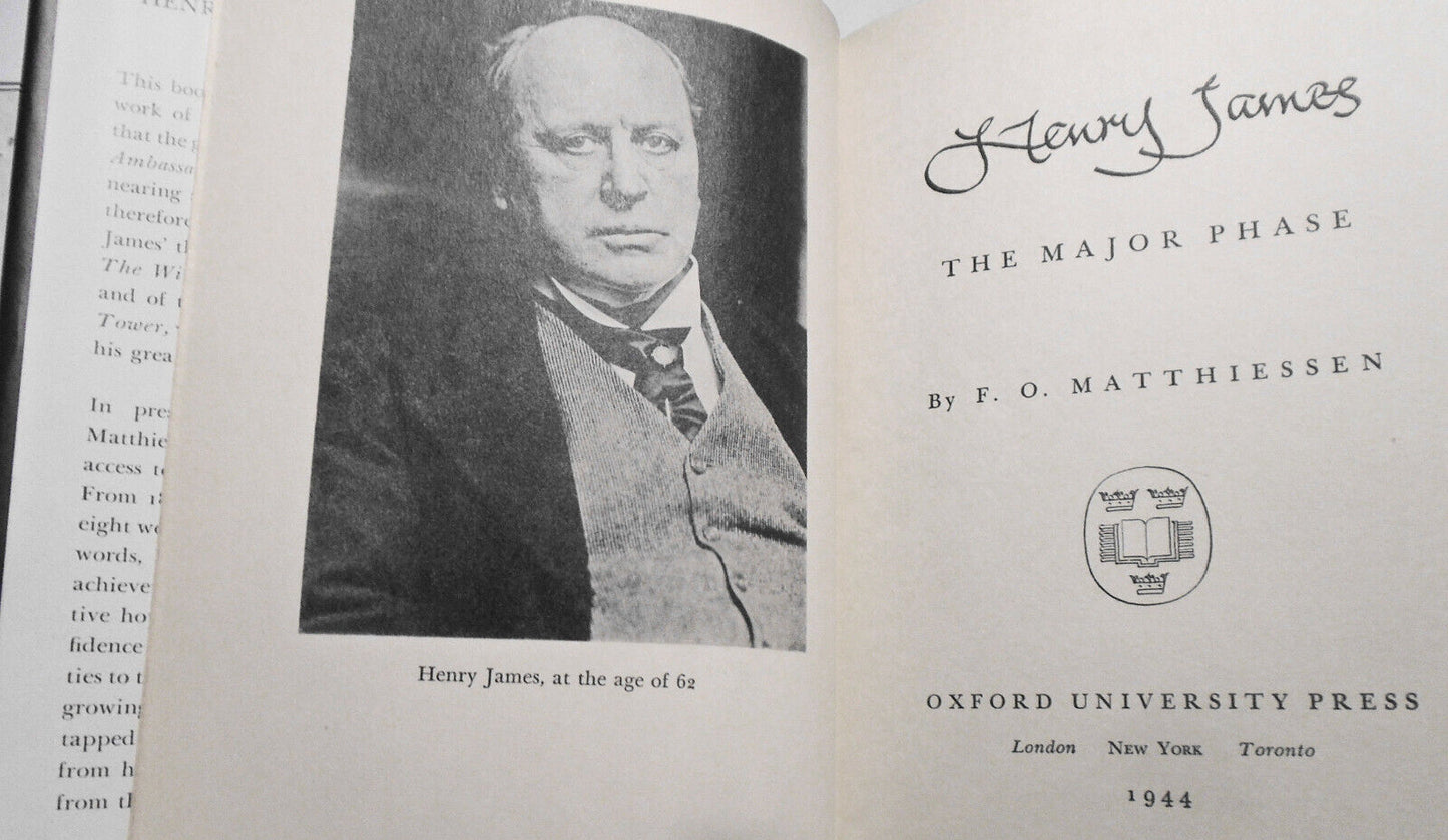 Henry James, The Major Phase, by F. O. Matthiessen. 1944 First Edition, 1st Ptg