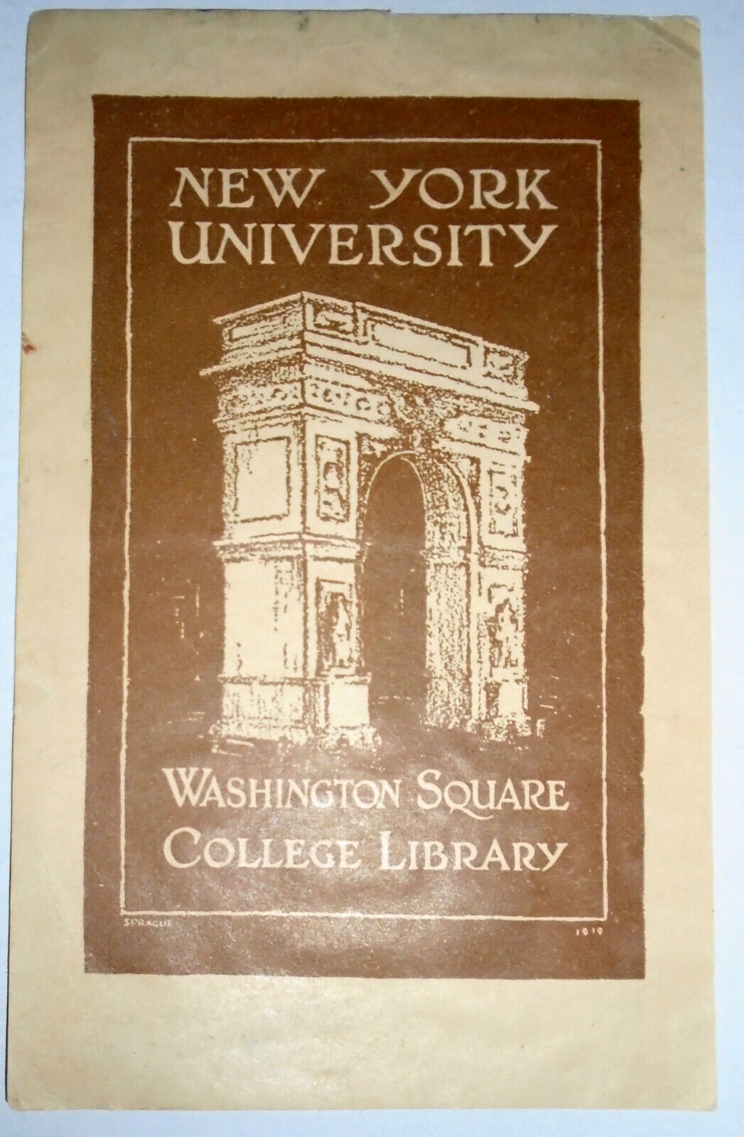 New York University, Washington Square College Library Bookplate