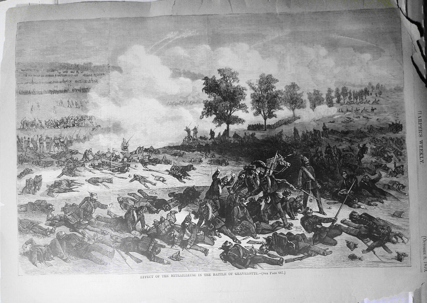 Effect of the Mitrailleuse in the Battle of Gravelotte. Harper's Weekly, 1870